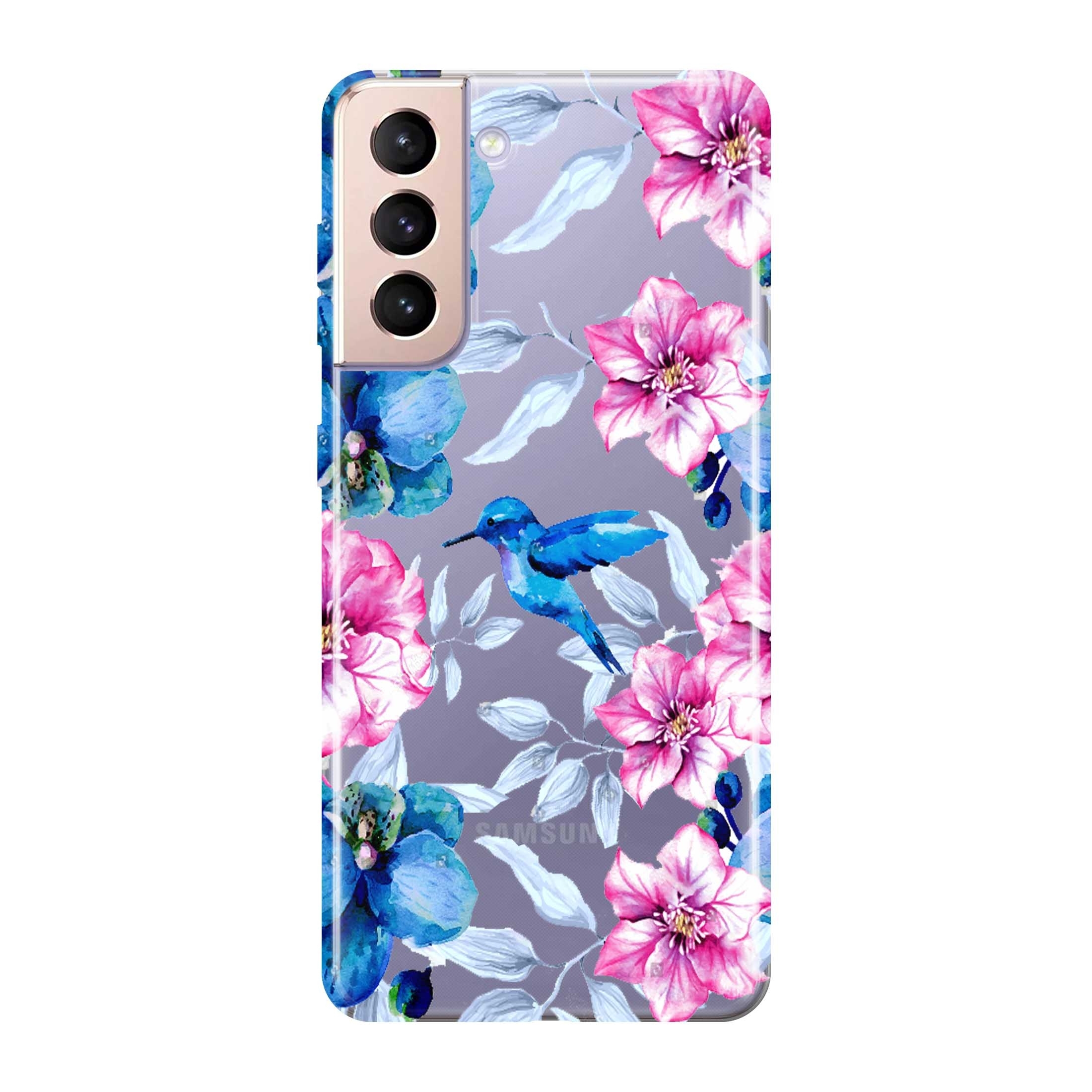 Image of Apfelkiste - Samsung Galaxy S21 5G Gummi Schutzhülle Blauer Vogel - Transparent bei Apfelkiste.ch