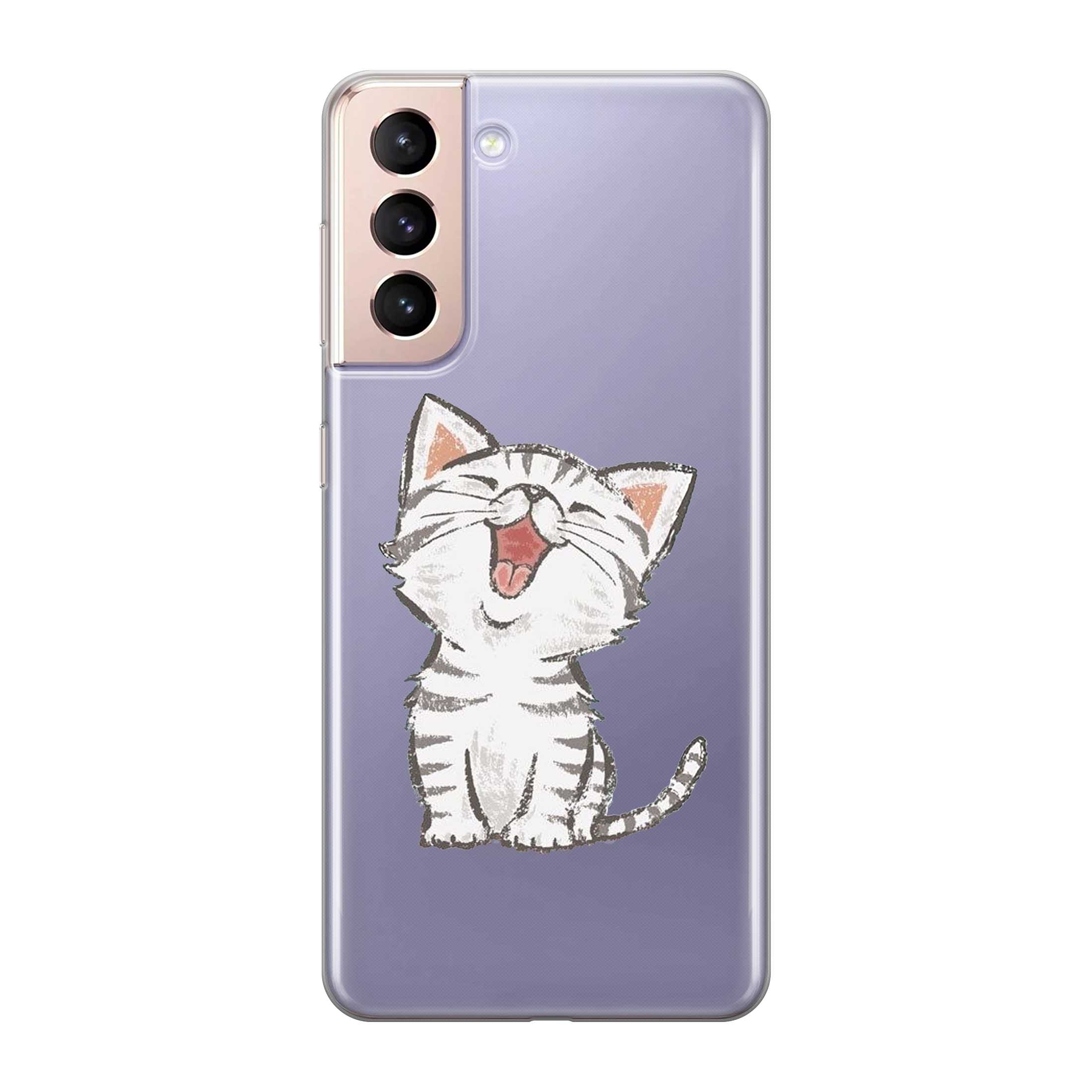 Image of Apfelkiste - Samsung Galaxy S21 5G Gummi Schutzhülle Katze - Transparent bei Apfelkiste.ch