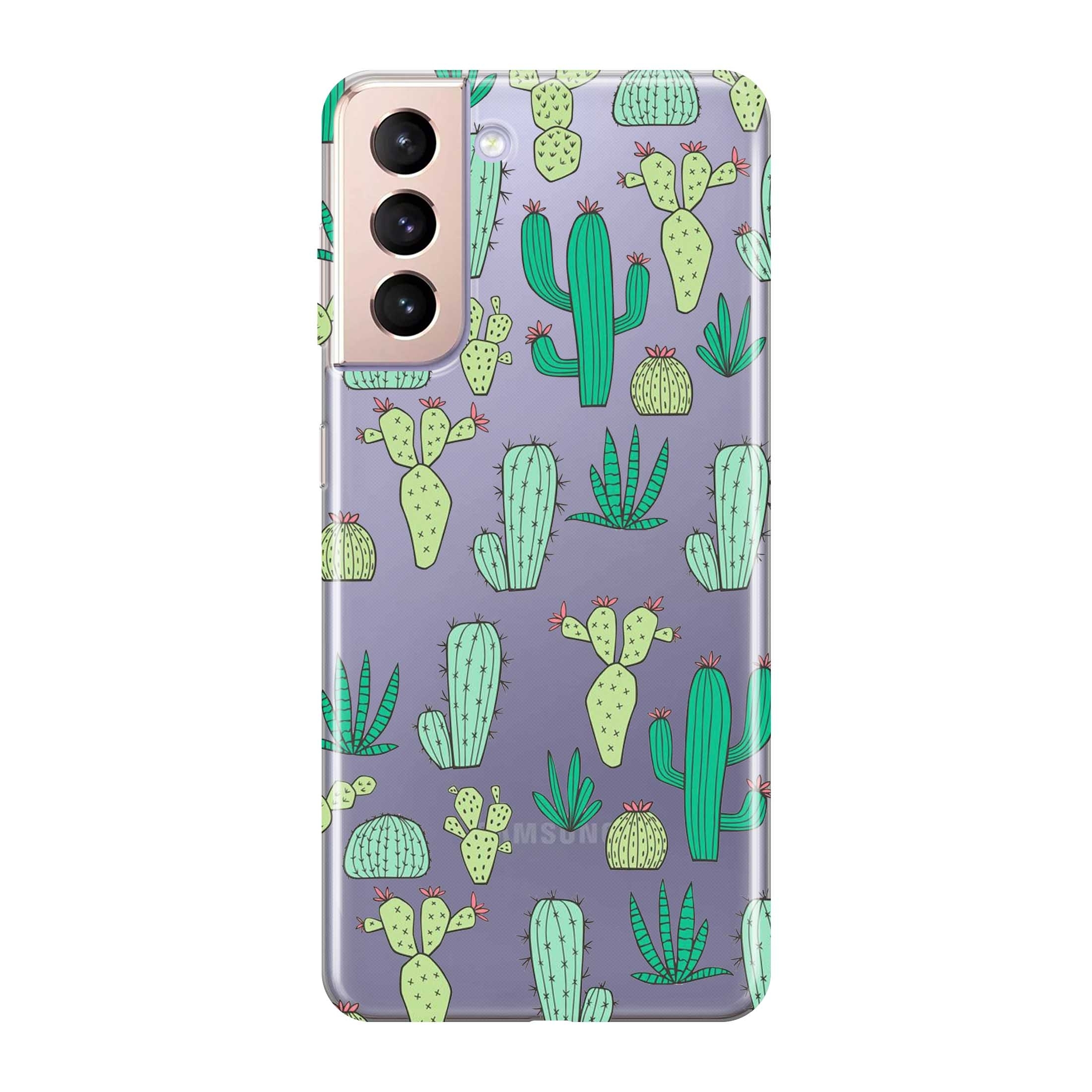 Image of Apfelkiste - Samsung Galaxy S21 5G Gummi Schutzhülle Kleiner Grüner Kaktus - Transparent bei Apfelkiste.ch