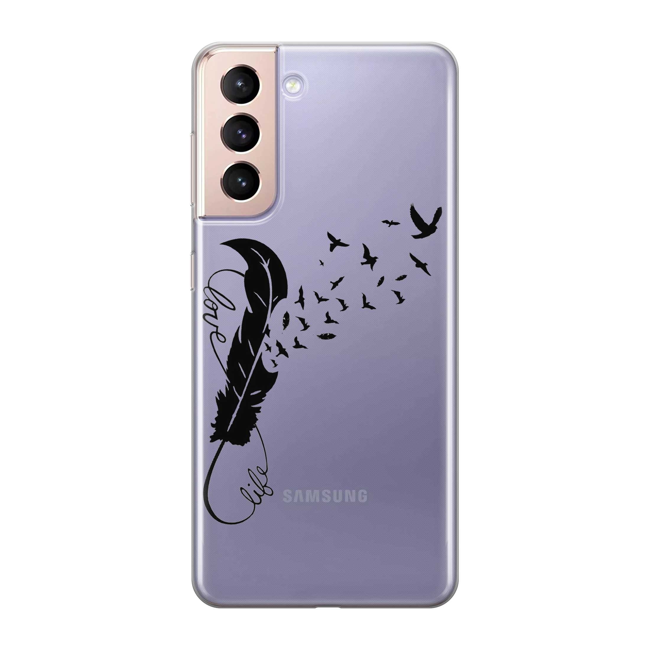 Image of Apfelkiste - Samsung Galaxy S21 5G Gummi Schutzhülle Love & Life - Transparent bei Apfelkiste.ch