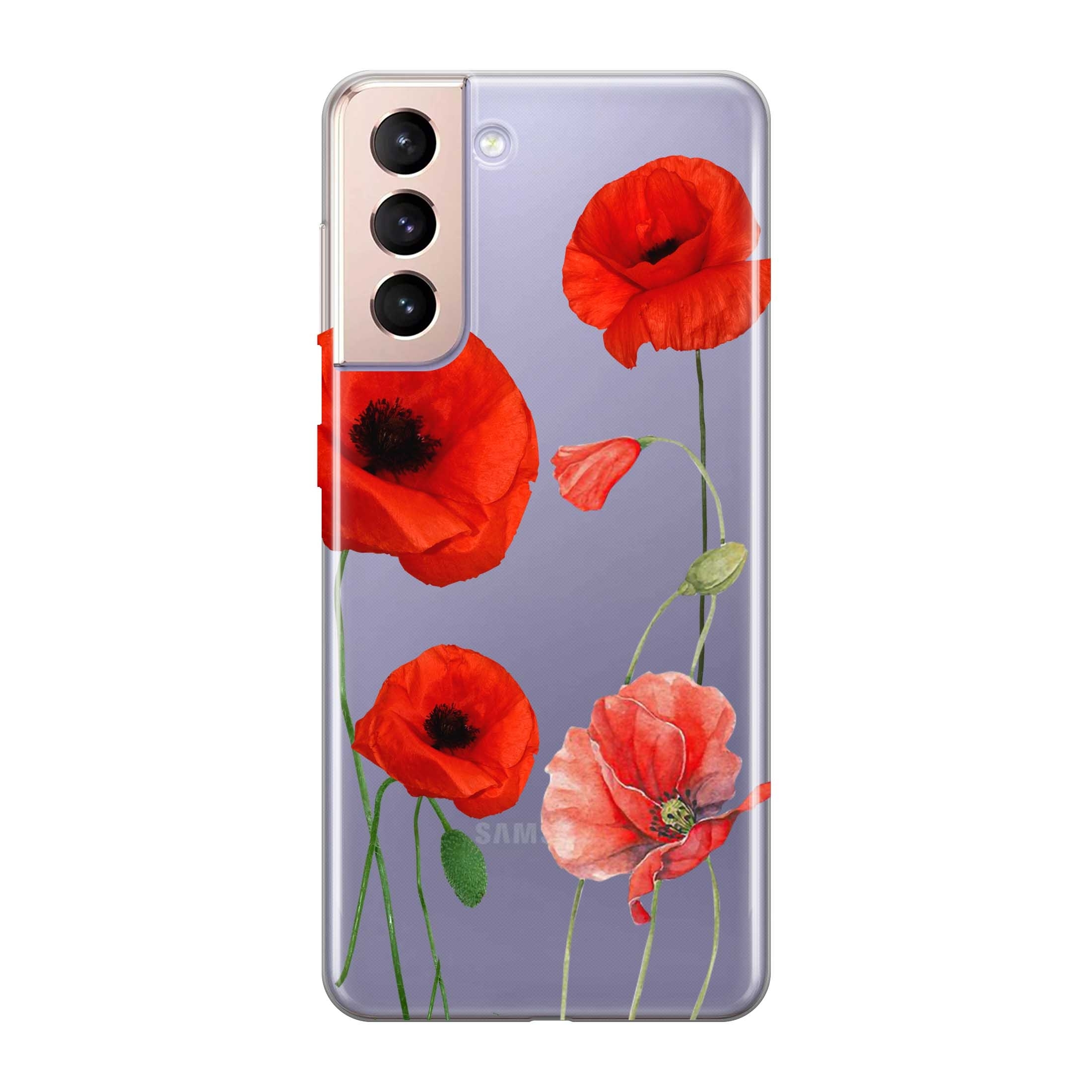 Image of Apfelkiste - Samsung Galaxy S21 5G Gummi Schutzhülle Mohn Blumen - Transparent bei Apfelkiste.ch