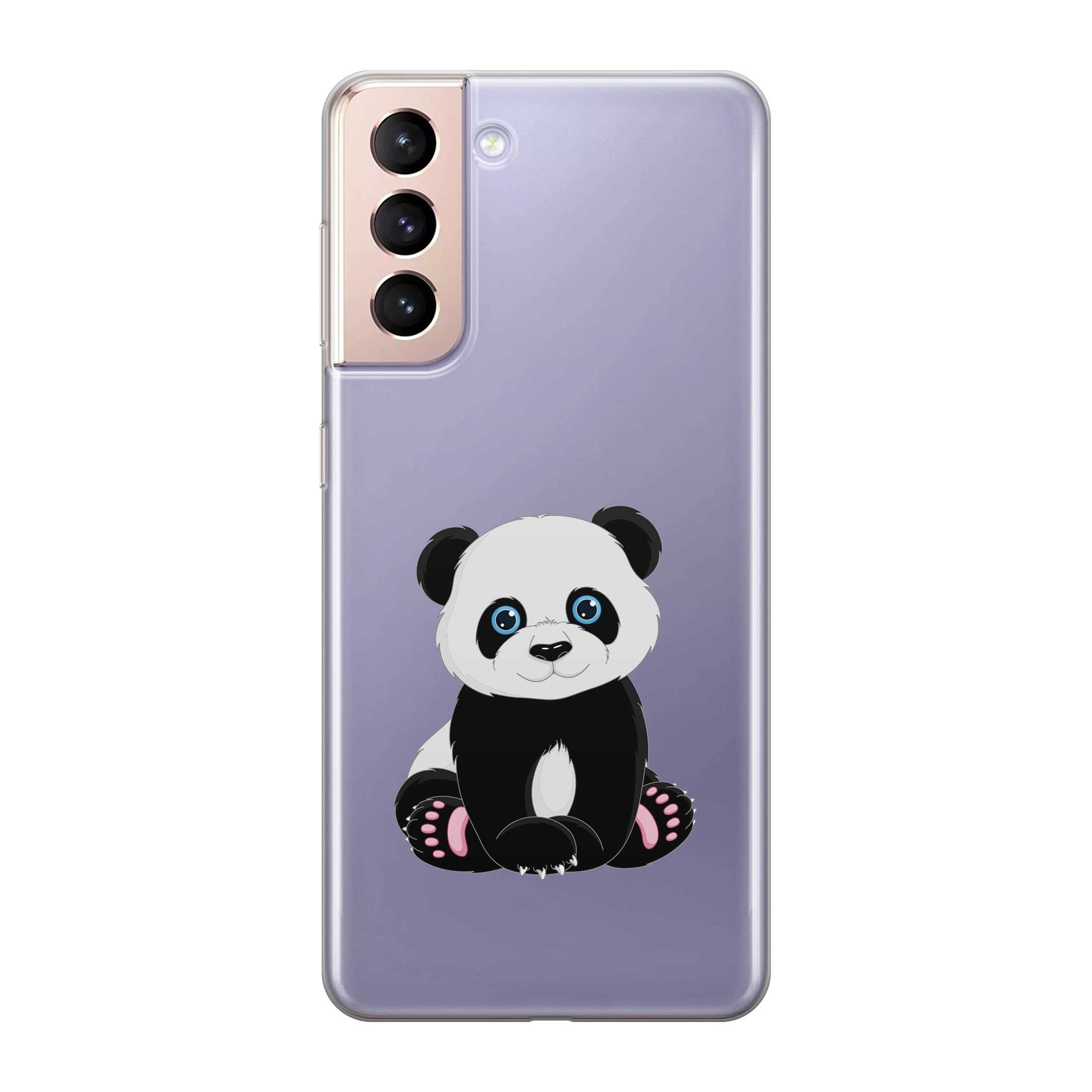Image of Apfelkiste - Samsung Galaxy S21 5G Gummi Schutzhülle Pandabär - Transparent bei Apfelkiste.ch