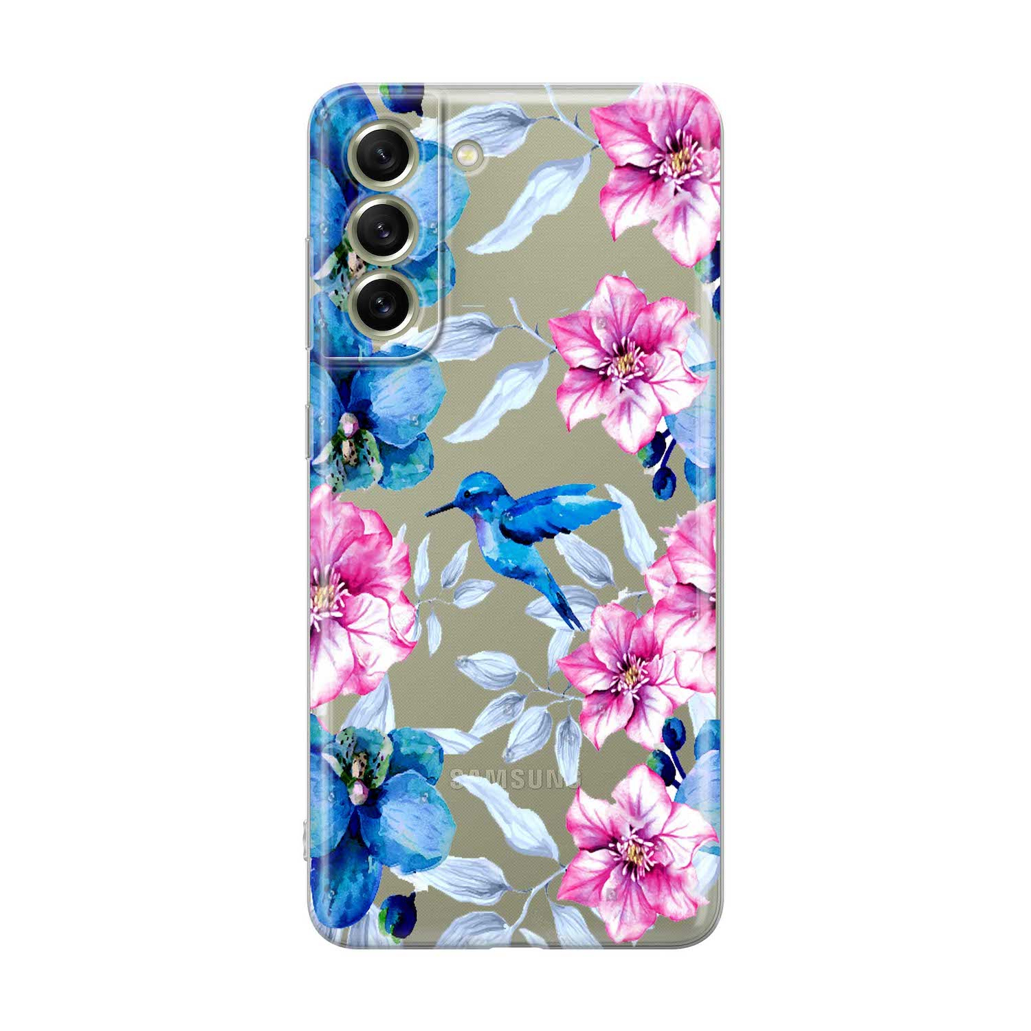 Image of Apfelkiste - Samsung Galaxy S21 FE 5G Gummi Schutzhülle Blauer Vogel - Transparent bei Apfelkiste.ch