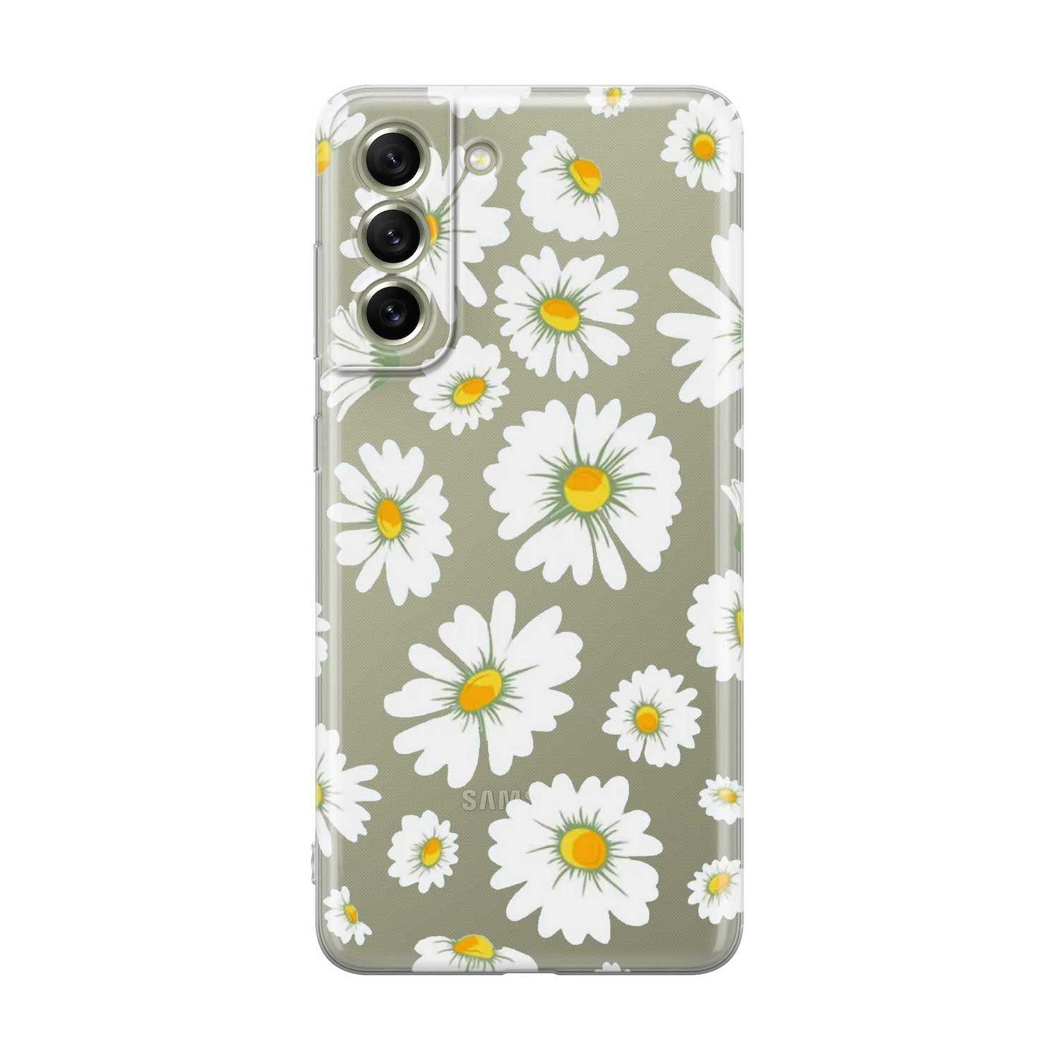 Image of Apfelkiste - Samsung Galaxy S21 FE 5G Gummi Schutzhülle Daisy Flower - Transparent bei Apfelkiste.ch