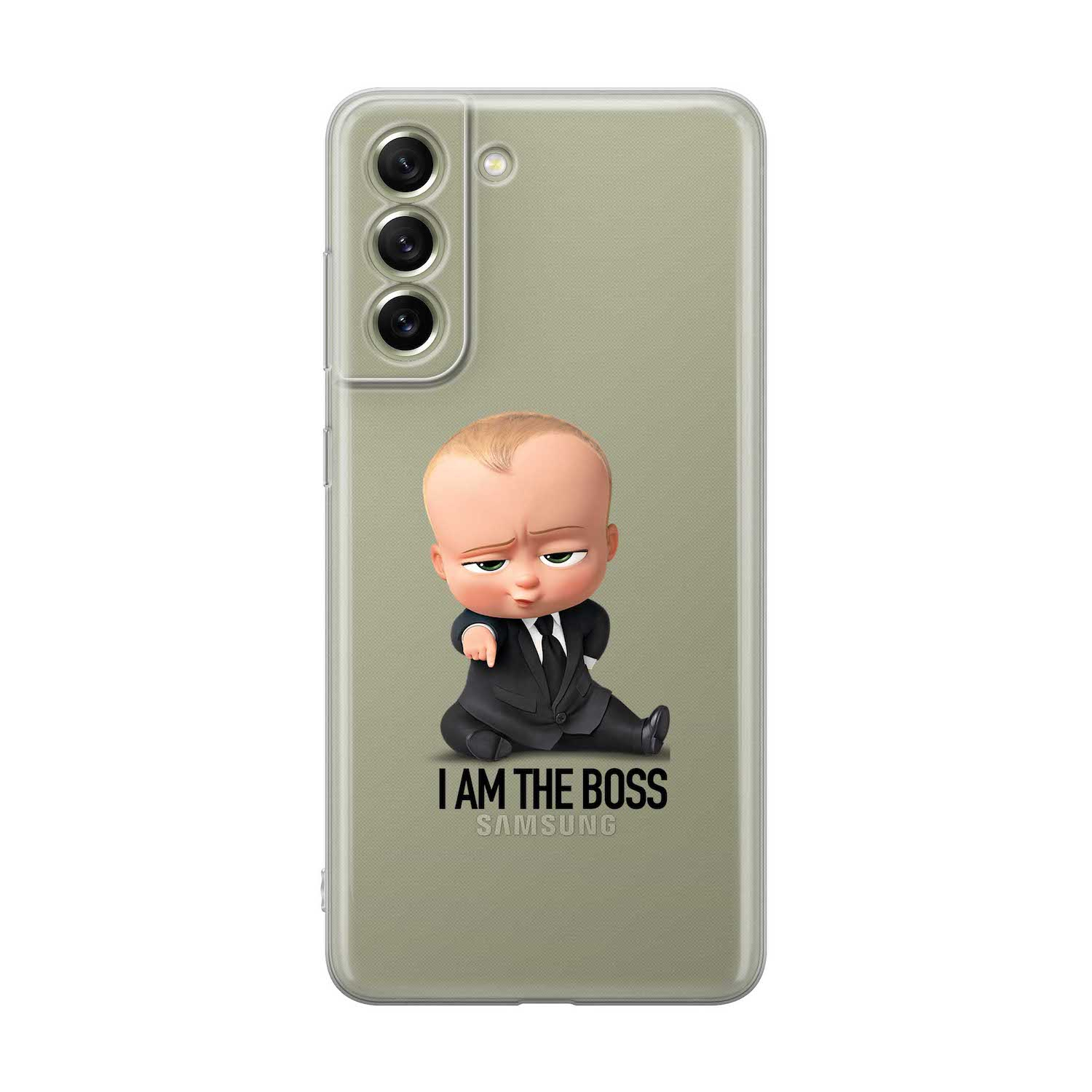 Image of Apfelkiste - Samsung Galaxy S21 FE 5G Gummi Schutzhülle I am The Boss - Transparent bei Apfelkiste.ch