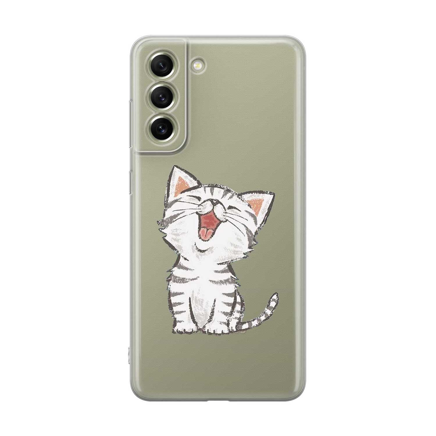 Image of Apfelkiste - Samsung Galaxy S21 FE 5G Gummi Schutzhülle Katze - Transparent bei Apfelkiste.ch