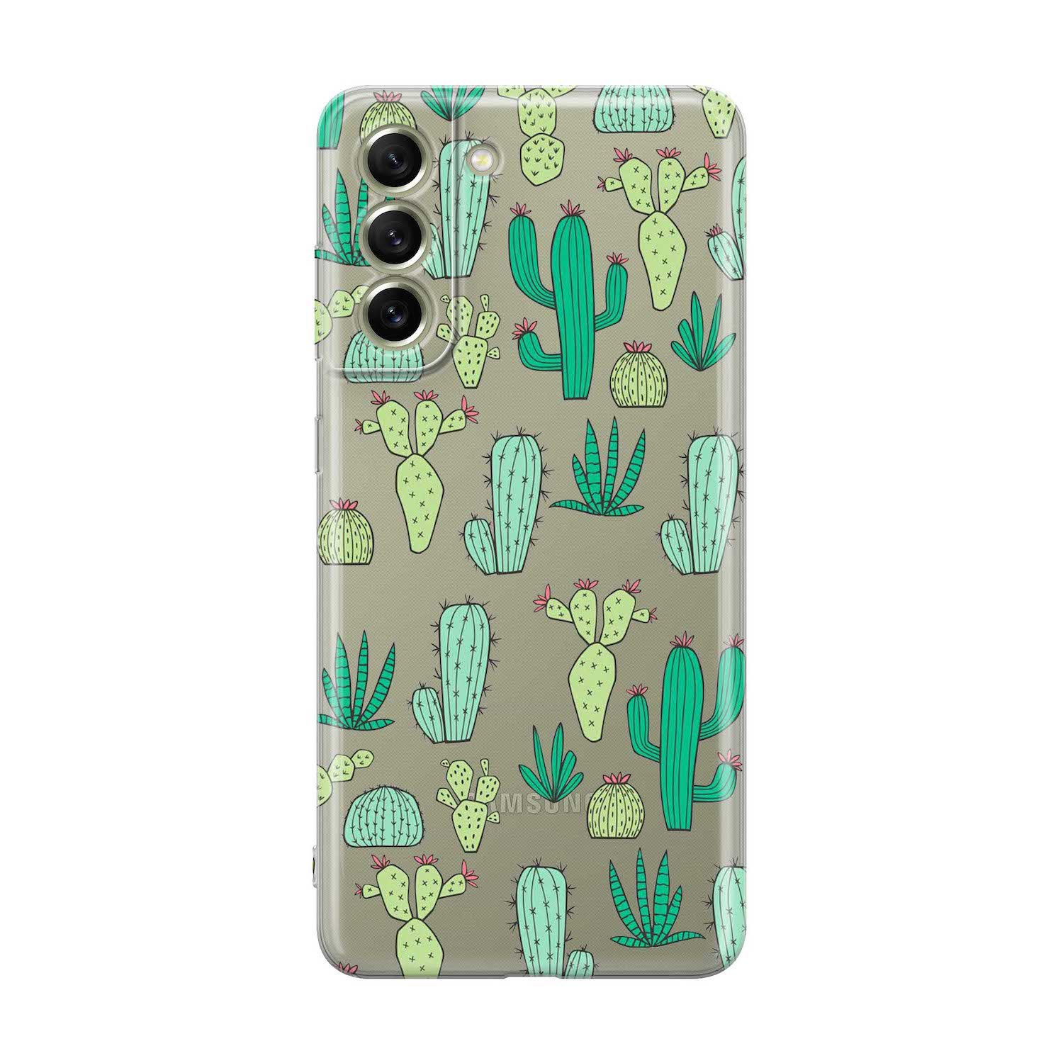 Image of Apfelkiste - Samsung Galaxy S21 FE 5G Gummi Schutzhülle Kleiner Grüner Kaktus - Transparent bei Apfelkiste.ch