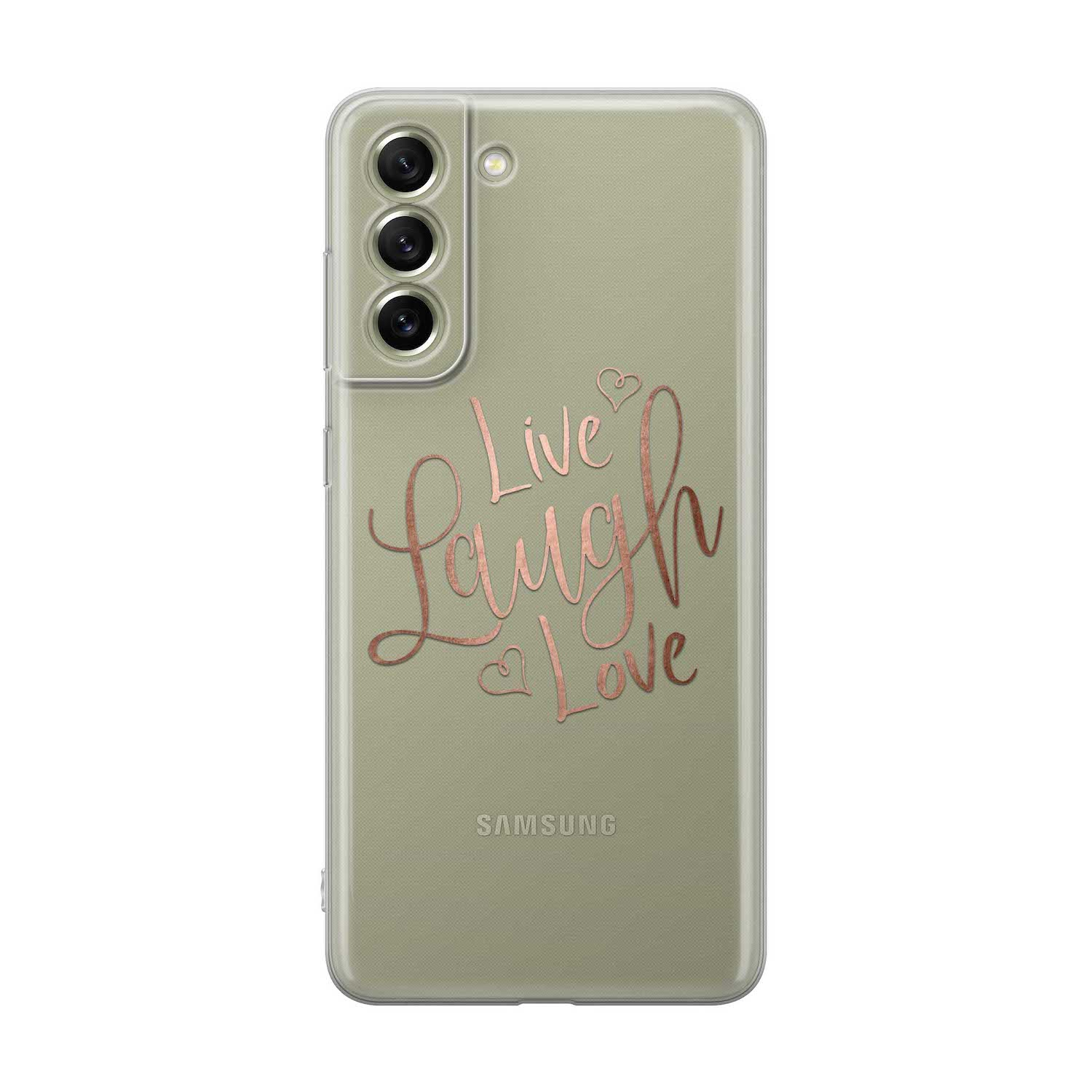 Image of Apfelkiste - Samsung Galaxy S21 FE 5G Gummi Schutzhülle Live Laugh Love - Transparent bei Apfelkiste.ch