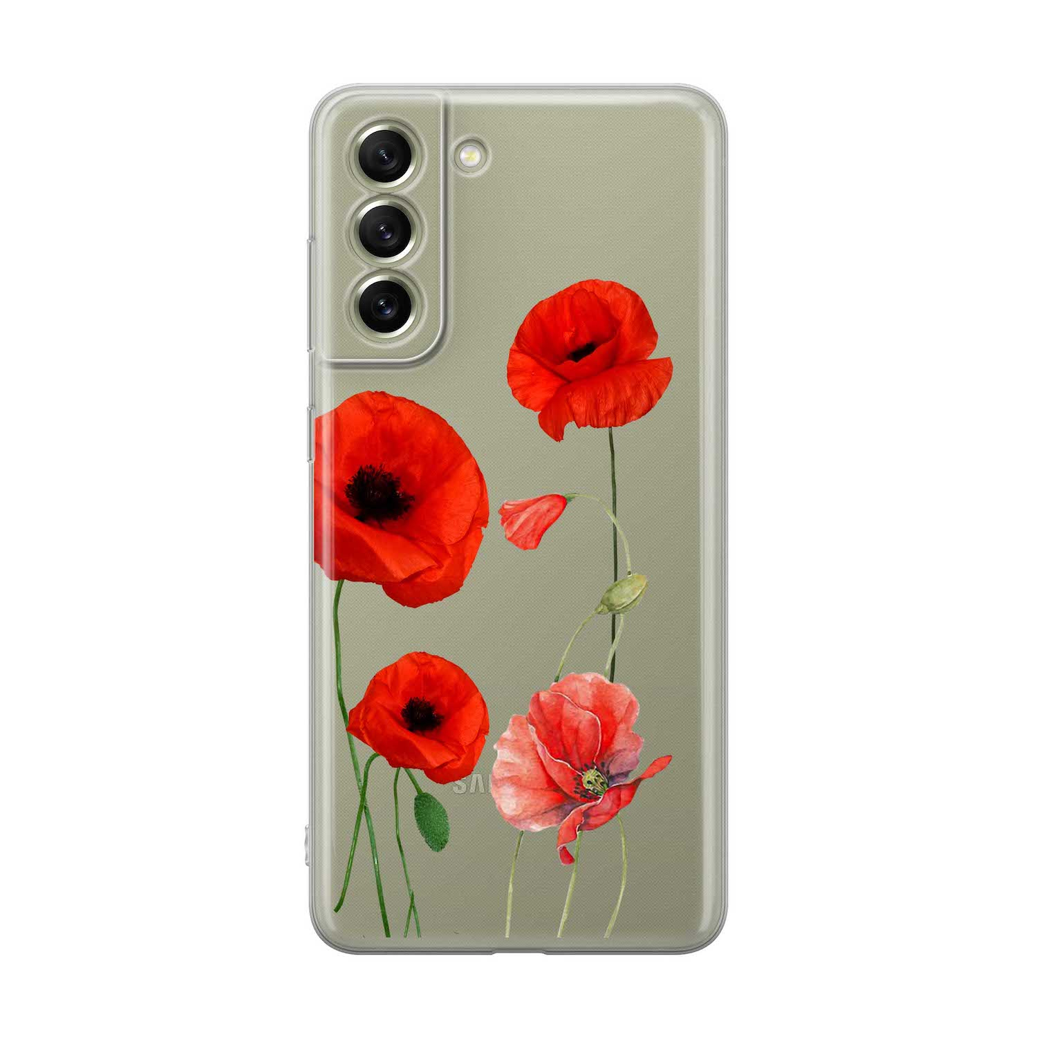 Image of Apfelkiste - Samsung Galaxy S21 FE 5G Gummi Schutzhülle Mohn Blumen - Transparent bei Apfelkiste.ch