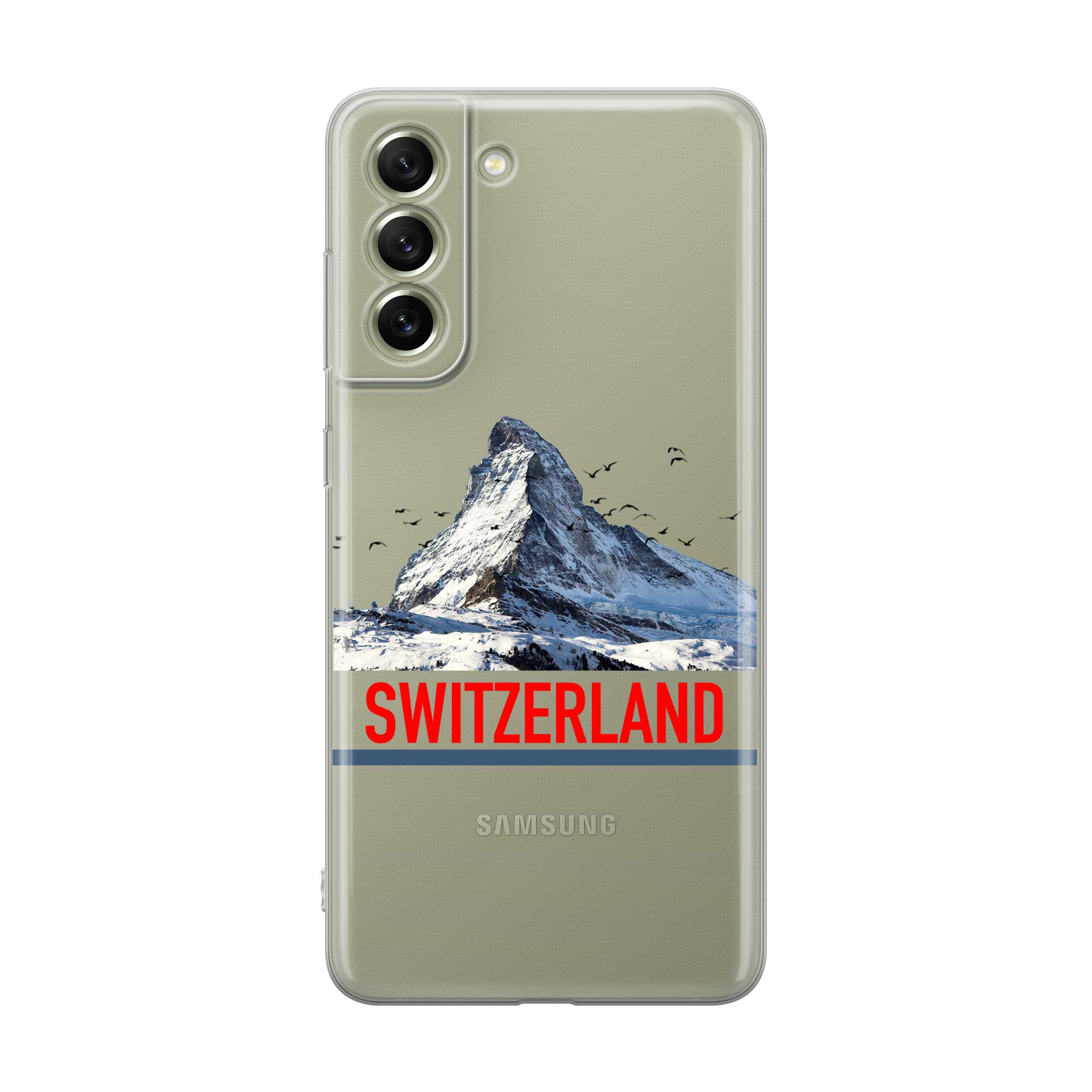 Image of Apfelkiste - Samsung Galaxy S21 FE 5G Gummi Schutzhülle Switzerland Matterhorn - Transparent bei Apfelkiste.ch