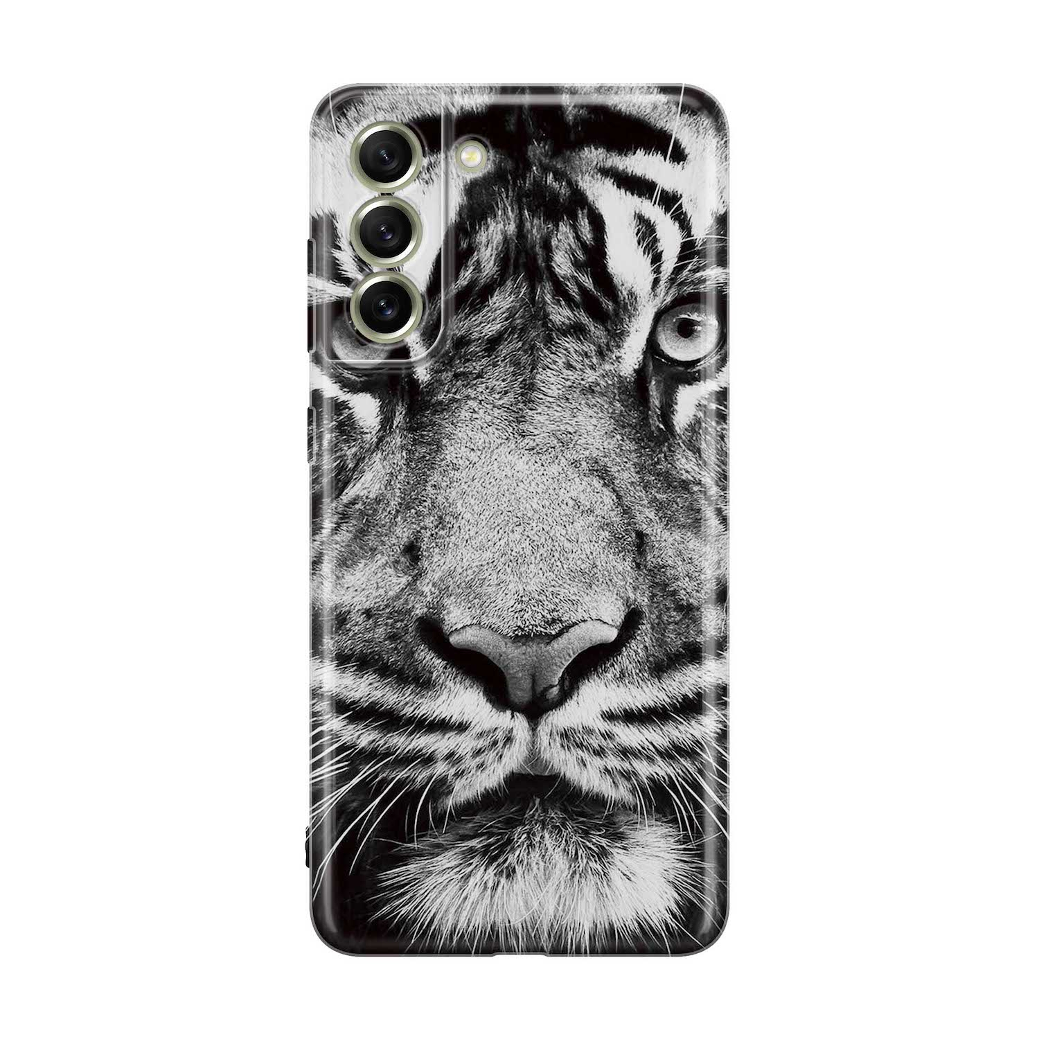 Image of Apfelkiste - Samsung Galaxy S21 FE 5G Gummi Schutzhülle Weisser Tiger - Transparent bei Apfelkiste.ch