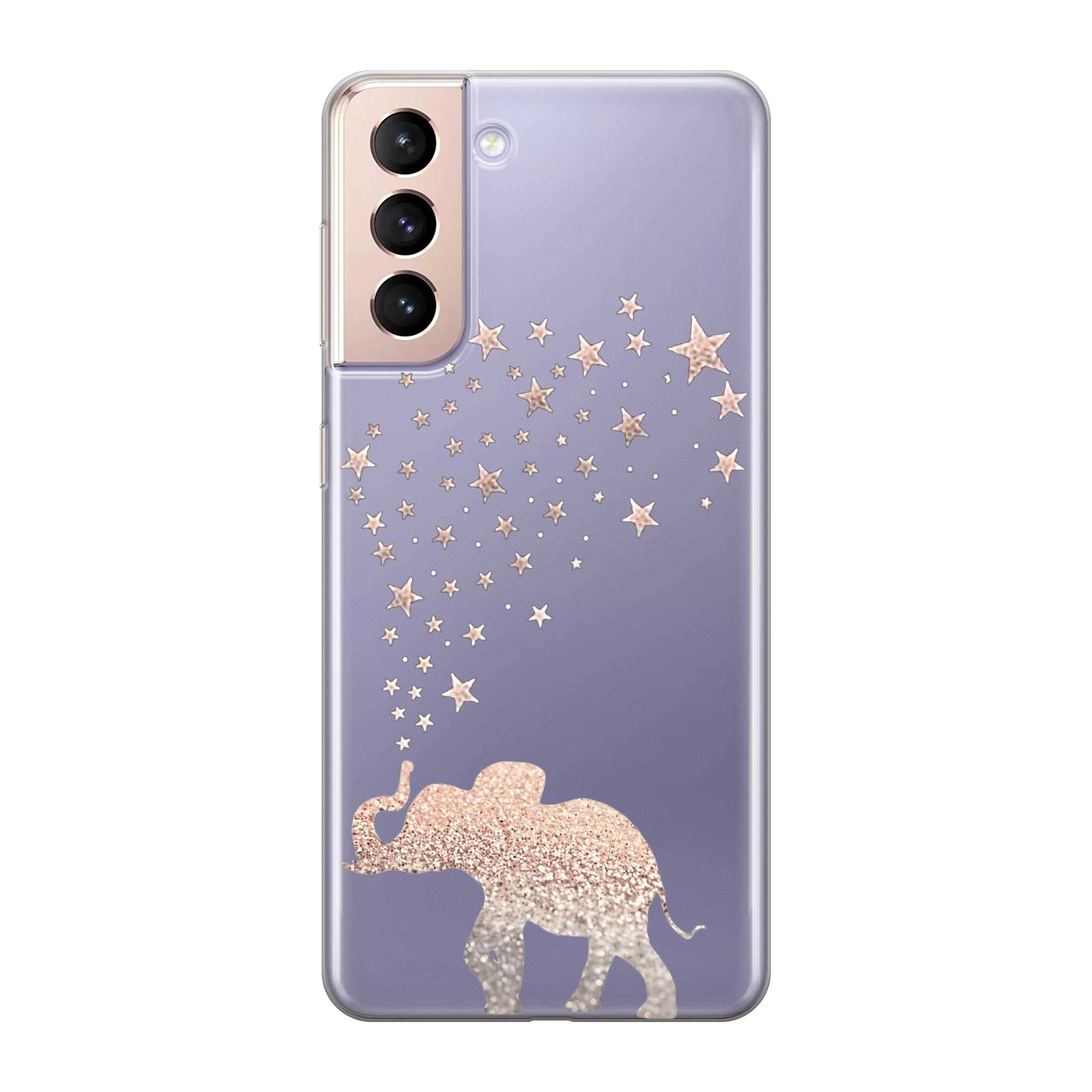 Image of Apfelkiste - Samsung Galaxy S21+ Plus 5G Gummi Schutzhülle Elefant mit Sternen - Transparent bei Apfelkiste.ch