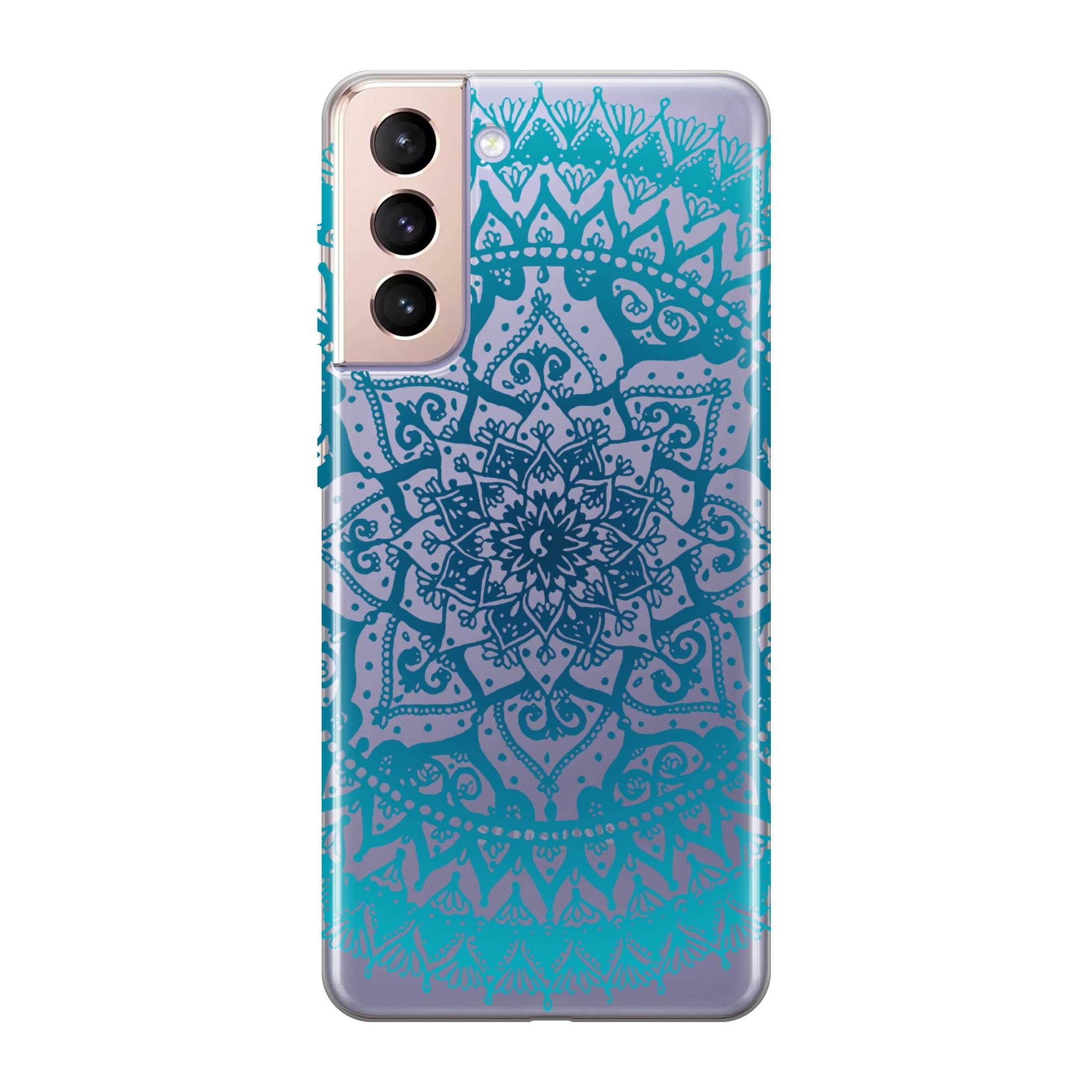 Image of Apfelkiste © - Samsung Galaxy S21+ Plus 5G Gummi Schutzhülle Mandala - Transparent / Türkis bei Apfelkiste.ch