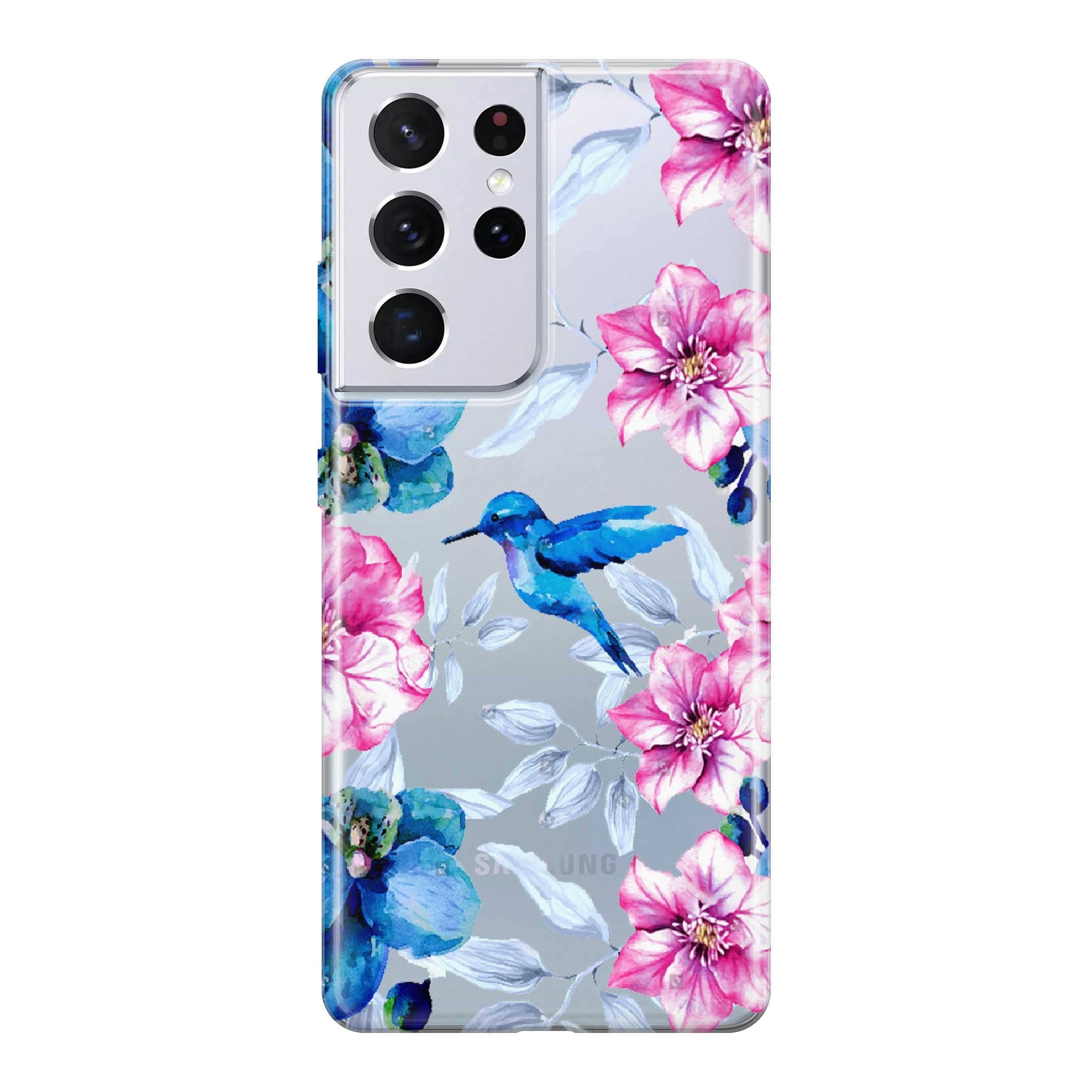 Image of Apfelkiste - Samsung Galaxy S21 Ultra 5G Gummi Schutzhülle Blauer Vogel - Transparent bei Apfelkiste.ch