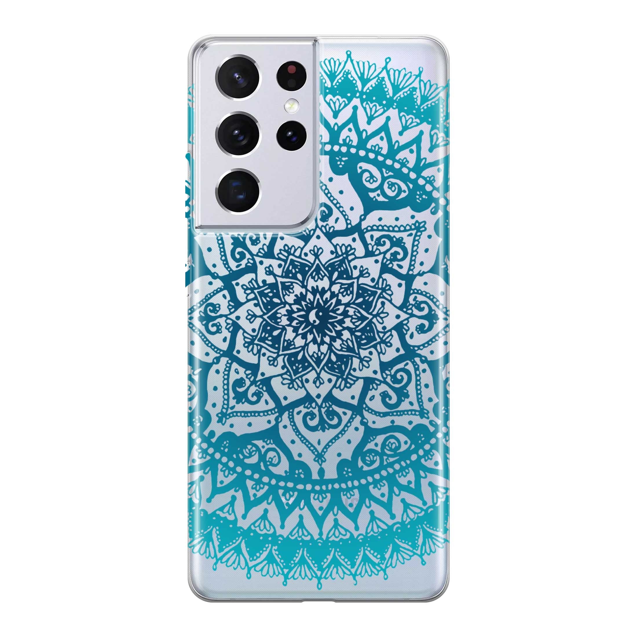 Image of Apfelkiste © - Samsung Galaxy S21 Ultra 5G Gummi Schutzhülle Mandala - Transparent / Türkis bei Apfelkiste.ch