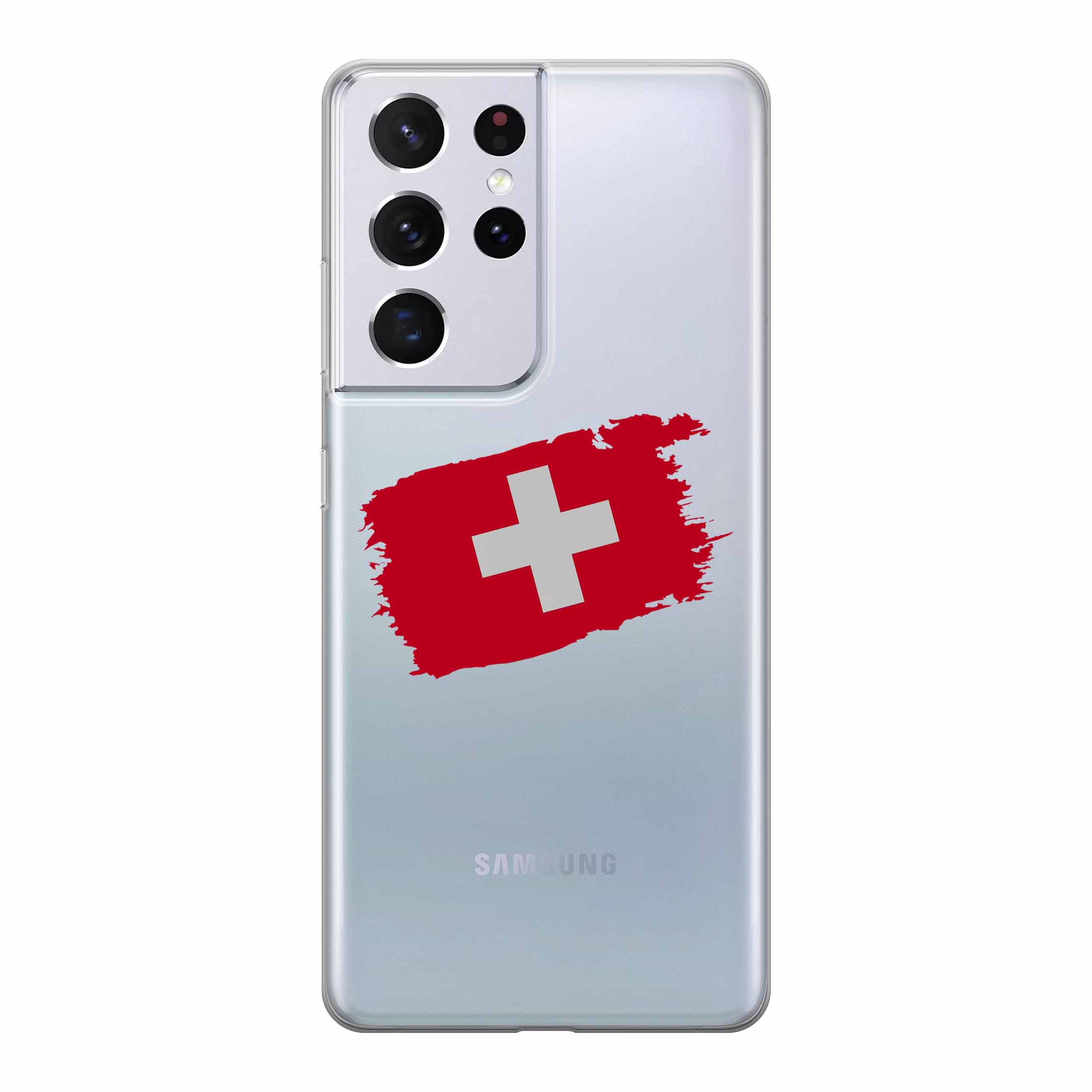 Image of Apfelkiste - Samsung Galaxy S21 Ultra 5G Gummi Schutzhülle Schweiz Fussball EM 2021 (Euro 2020) - Transparent bei Apfelkiste.ch