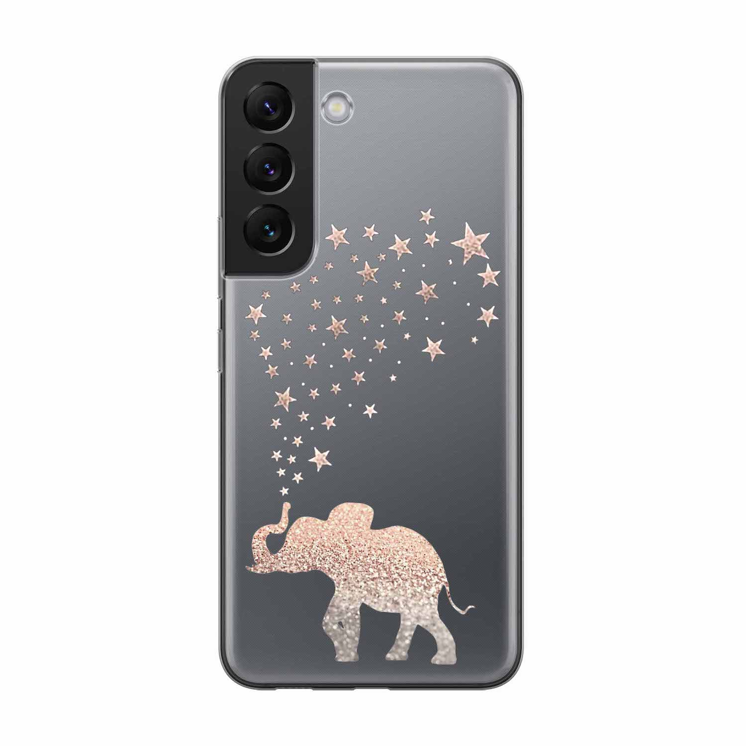 Image of Apfelkiste - Samsung Galaxy S22+ Plus 5G Gummi Schutzhülle Elefant mit Sternen - Transparent bei Apfelkiste.ch
