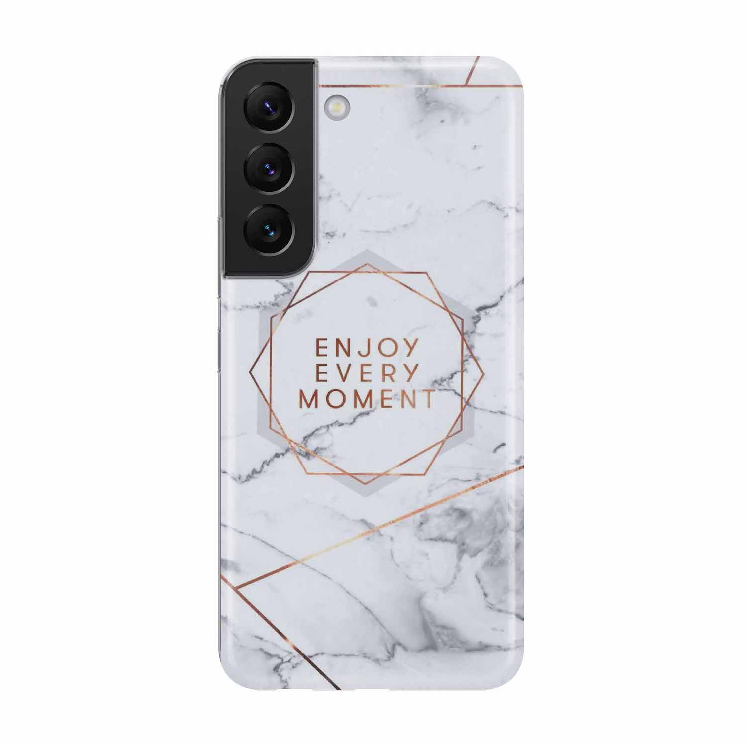 Image of Apfelkiste - Samsung Galaxy S22+ Plus 5G Gummi Schutzhülle Enjoy Every Moment - Grau bei Apfelkiste.ch