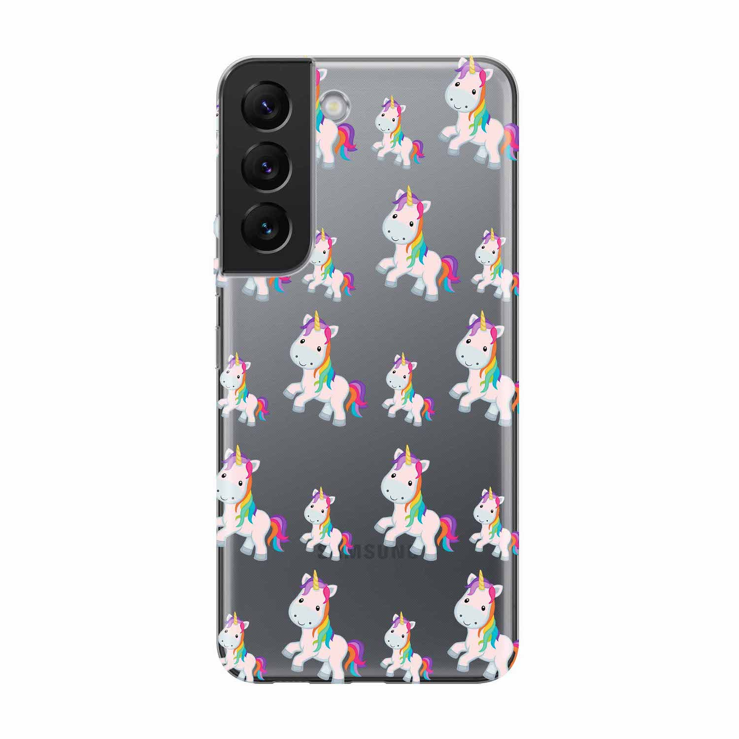 Image of Apfelkiste - Samsung Galaxy S22+ Plus 5G Gummi Schutzhülle Kleine Einhörner - Transparent bei Apfelkiste.ch