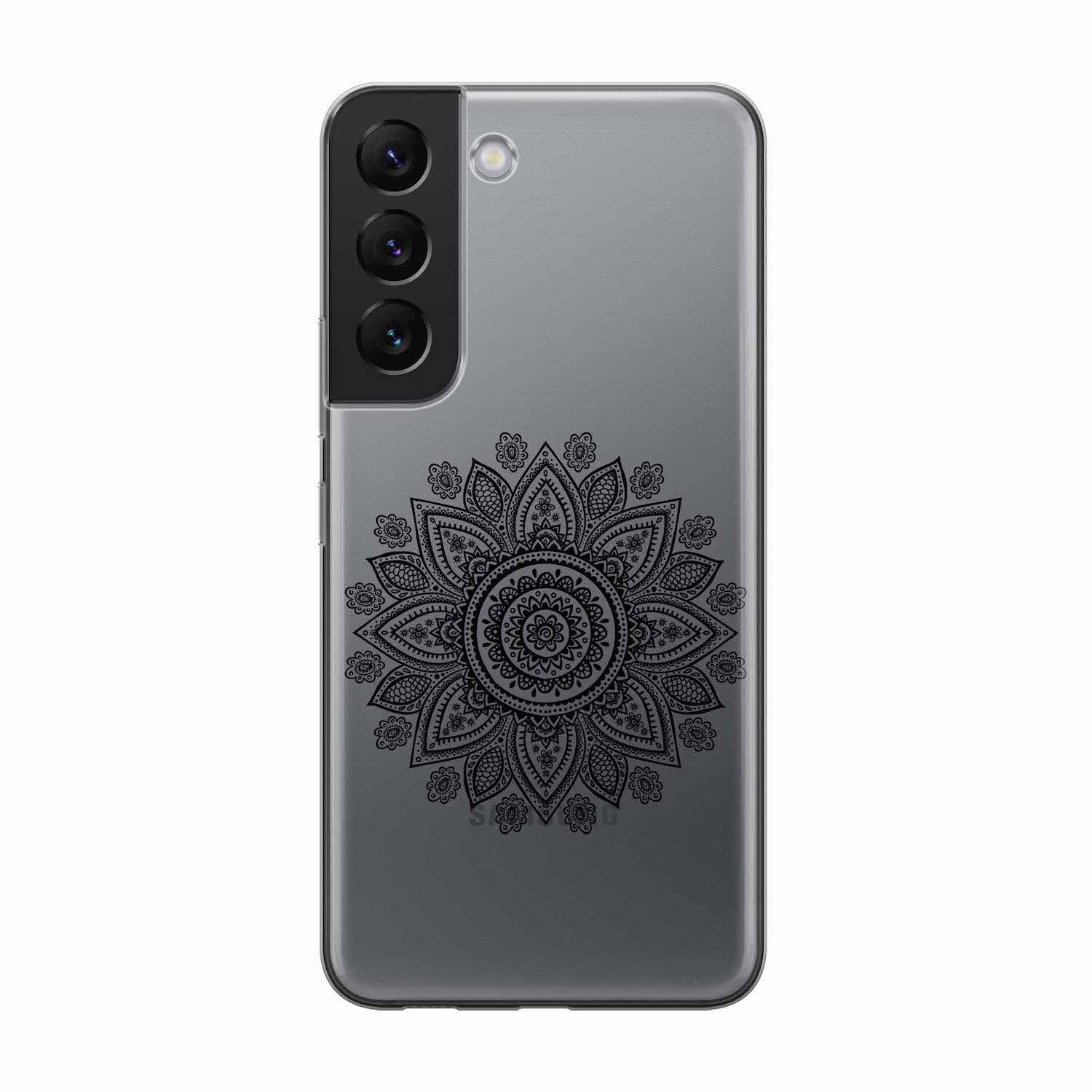 Image of Apfelkiste - Samsung Galaxy S22+ Plus 5G Gummi Schutzhülle Mandala Flower - Transparent / Blau bei Apfelkiste.ch