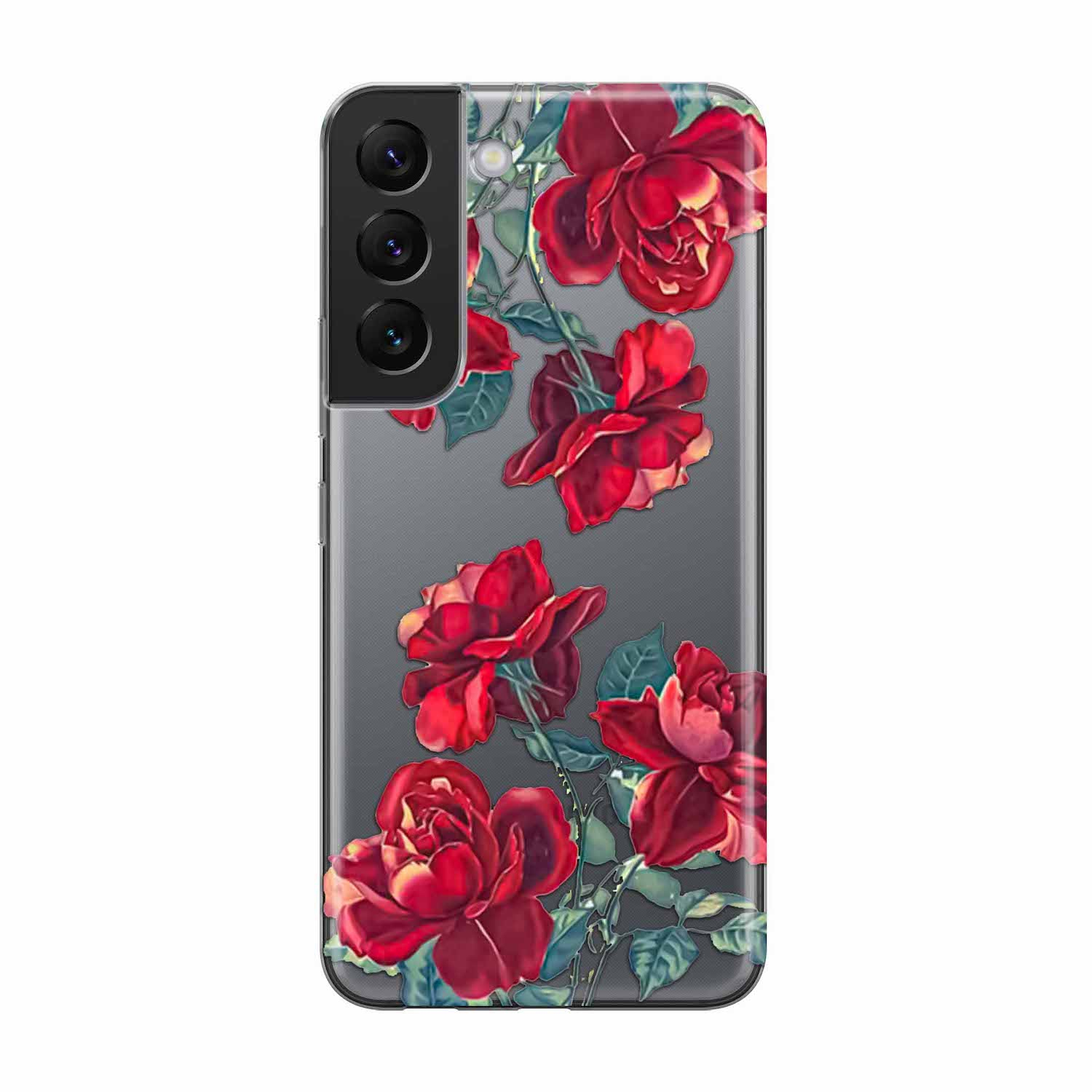 Image of Apfelkiste - Samsung Galaxy S22+ Plus 5G Gummi Schutzhülle Rote Rosen - Transparent bei Apfelkiste.ch