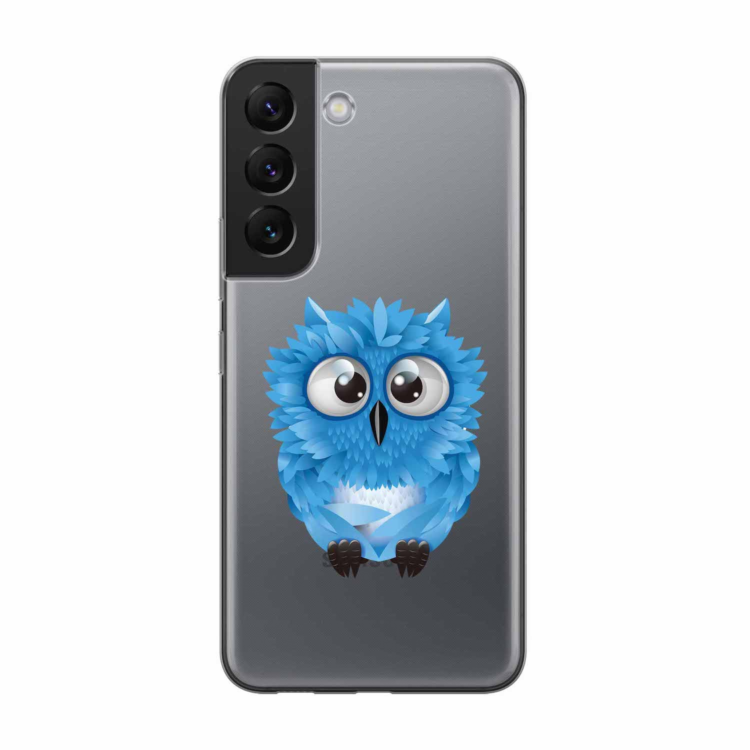 Image of Apfelkiste - Samsung Galaxy S22+ Plus 5G Gummi Schutzhülle Süsse Eule - Blau / Transparent bei Apfelkiste.ch