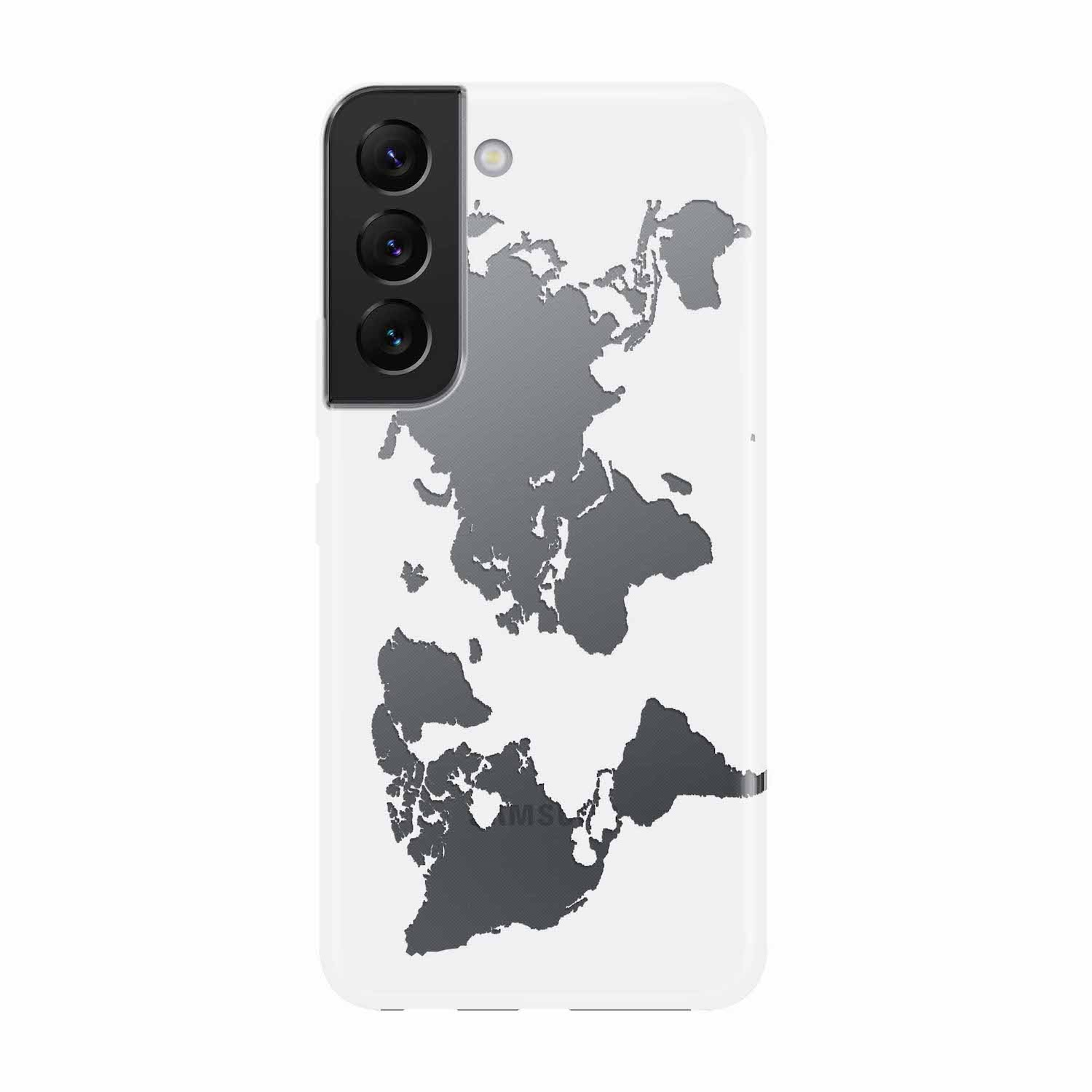 Image of Apfelkiste - Samsung Galaxy S22+ Plus 5G Gummi Schutzhülle Weltkarte - Weiss bei Apfelkiste.ch