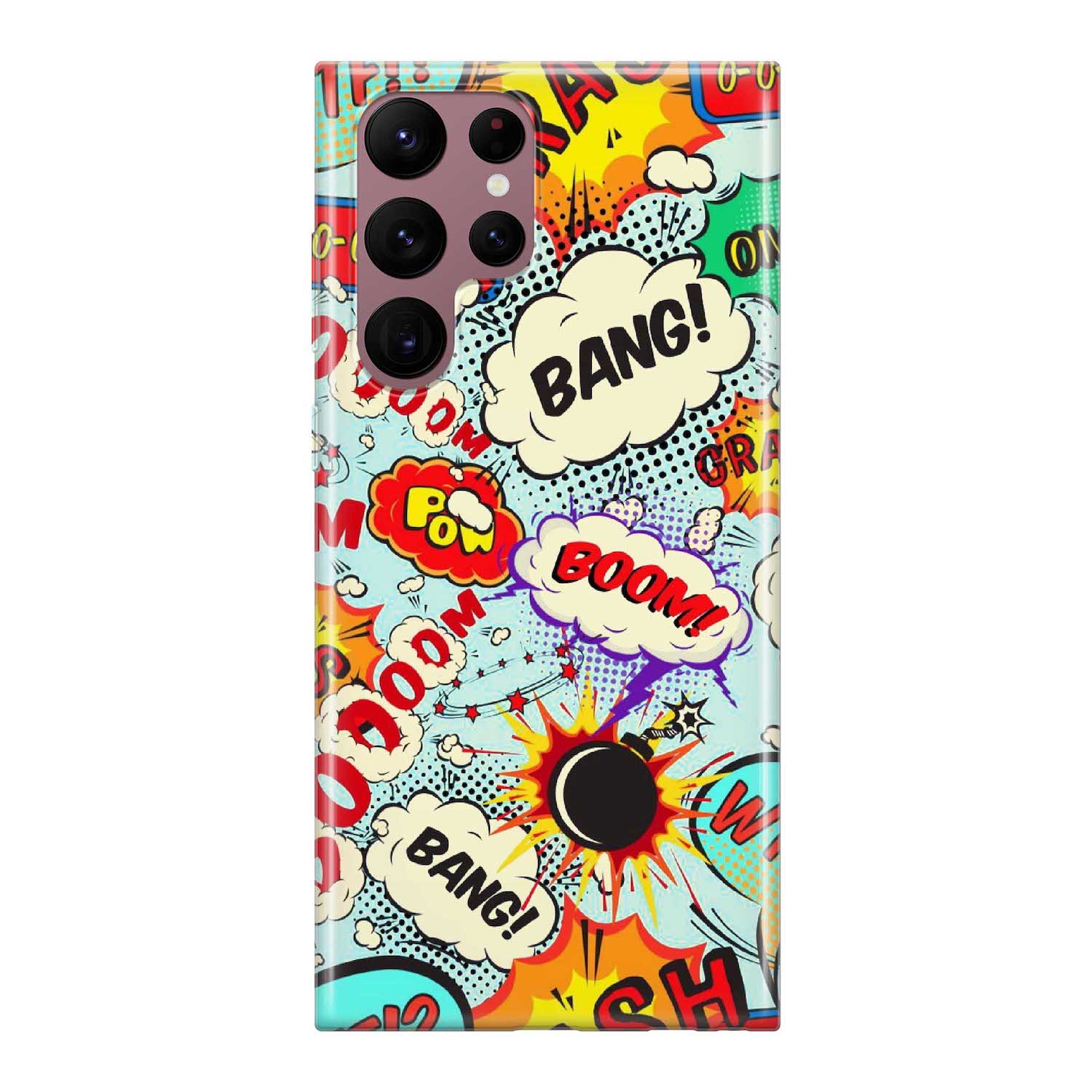 Image of Apfelkiste - Samsung Galaxy S22 Ultra 5G Gummi Schutzhülle Bang Boom Pow - Bunt bei Apfelkiste.ch