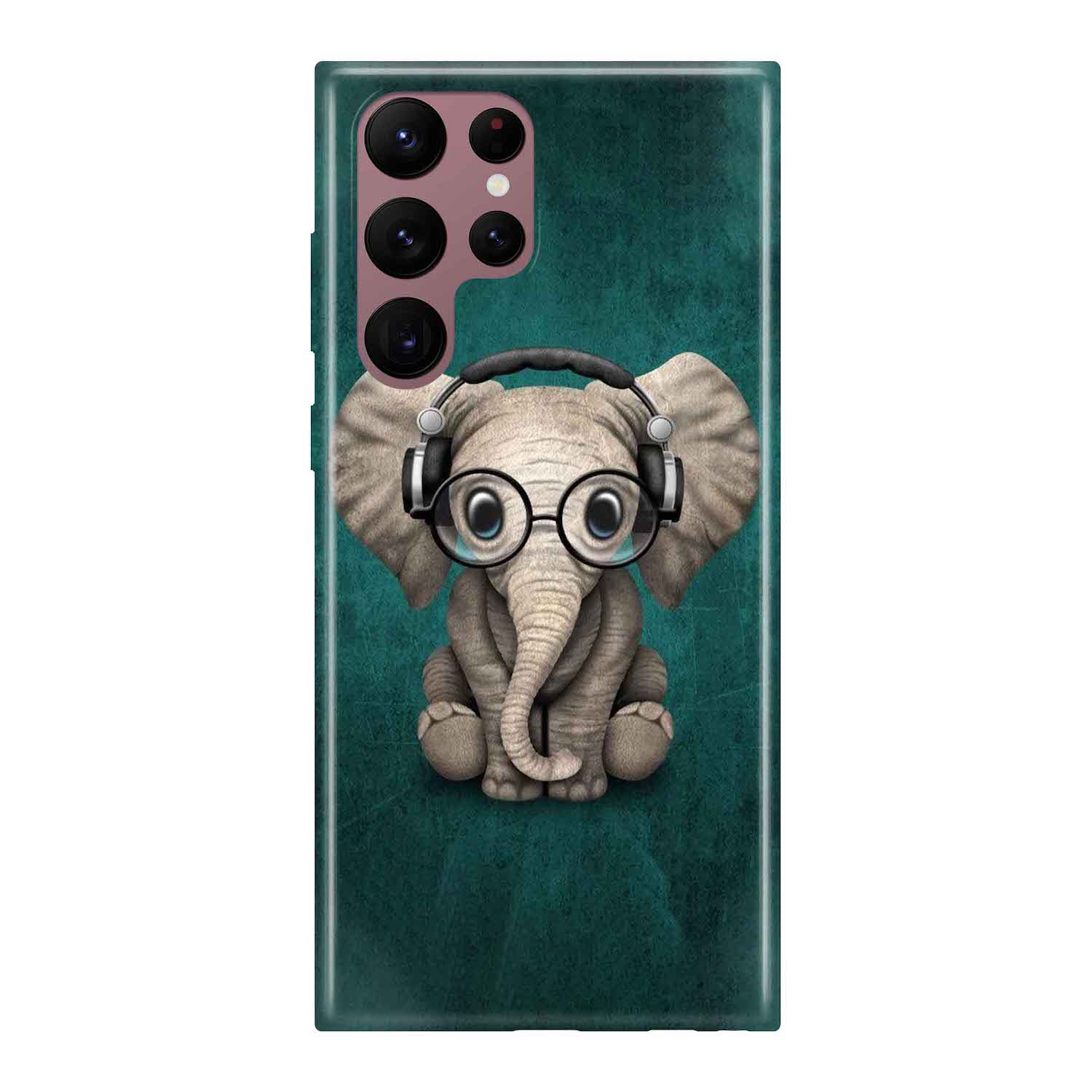 Image of Apfelkiste - Samsung Galaxy S22 Ultra 5G Gummi Schutzhülle Cooler Elefant - Grün / Grau bei Apfelkiste.ch