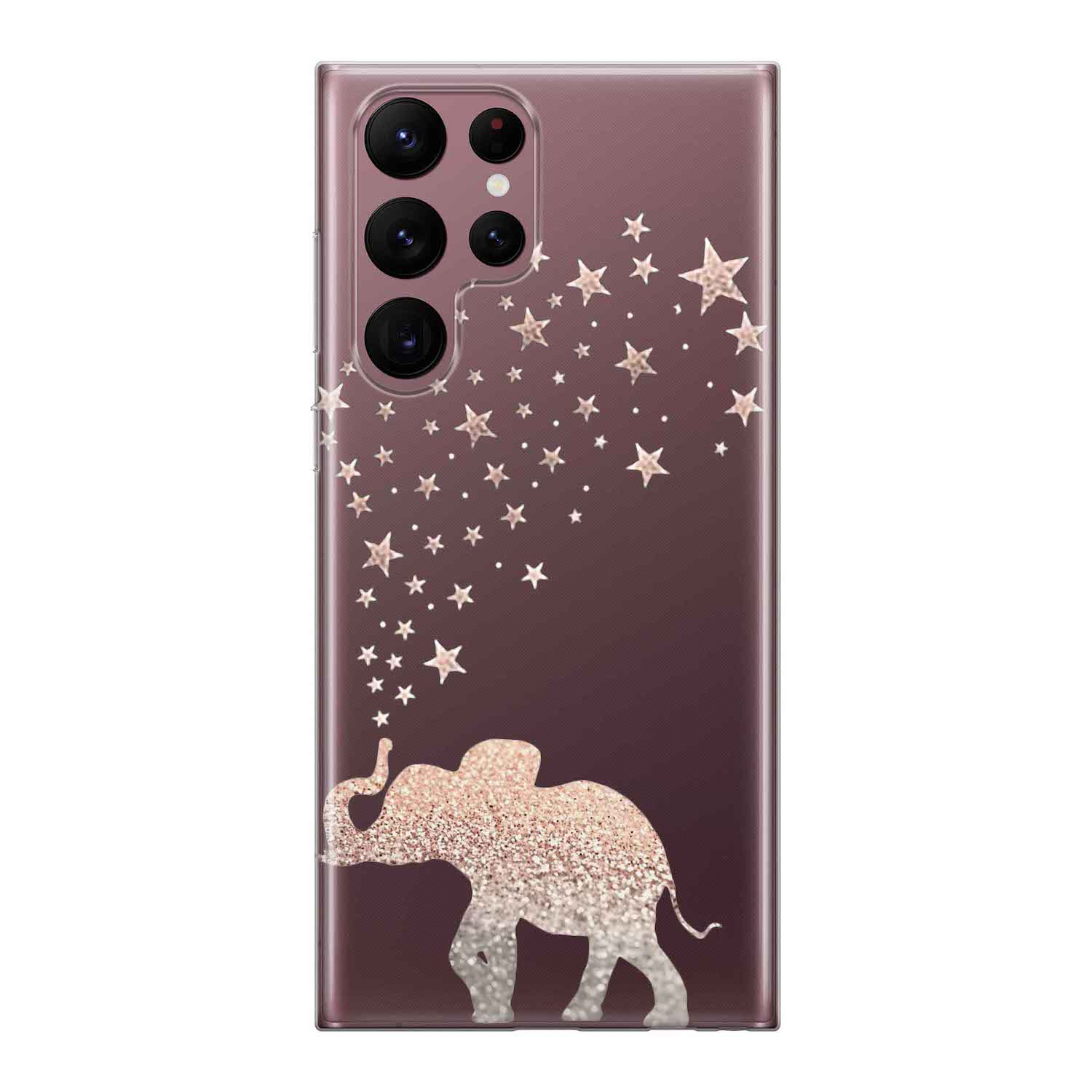 Image of Apfelkiste - Samsung Galaxy S22 Ultra 5G Gummi Schutzhülle Elefant mit Sternen - Transparent bei Apfelkiste.ch