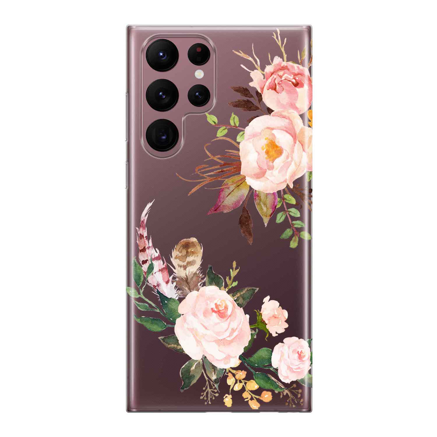 Image of Apfelkiste - Samsung Galaxy S22 Ultra 5G Gummi Schutzhülle Flower Design - Transparent bei Apfelkiste.ch