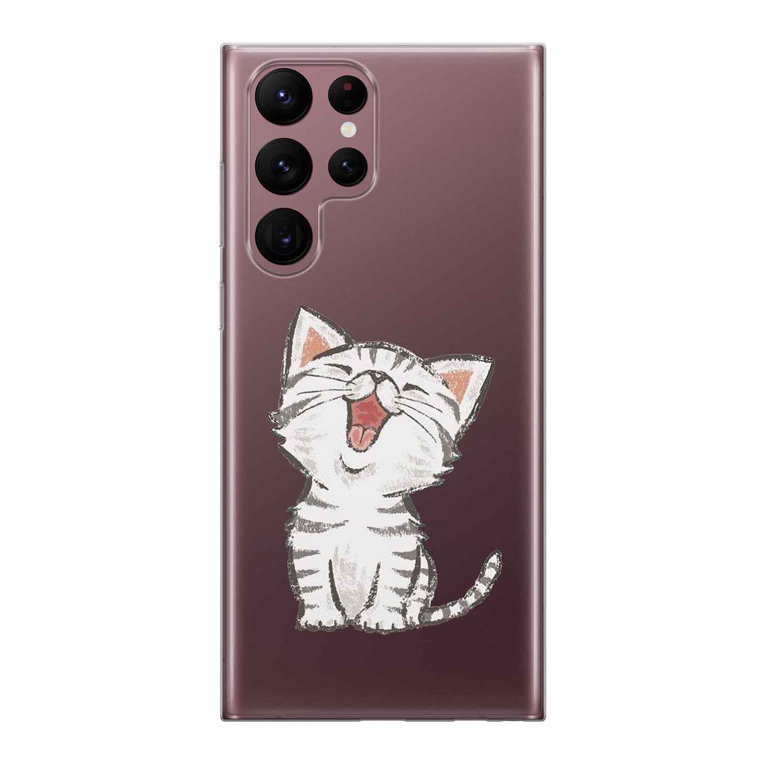 Image of Apfelkiste - Samsung Galaxy S22 Ultra 5G Gummi Schutzhülle Katze - Transparent bei Apfelkiste.ch