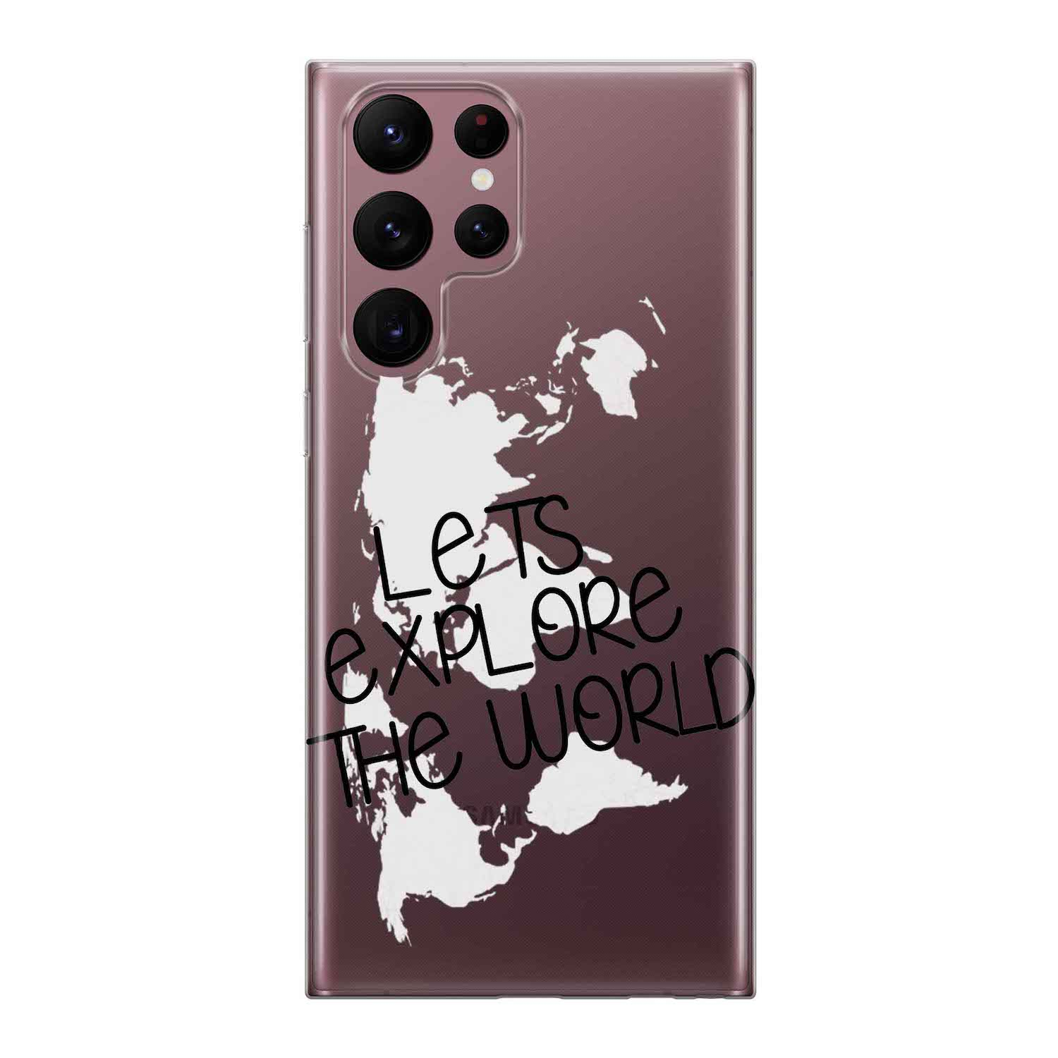Image of Apfelkiste - Samsung Galaxy S22 Ultra 5G Gummi Schutzhülle Let's Explore The World - Transparent bei Apfelkiste.ch