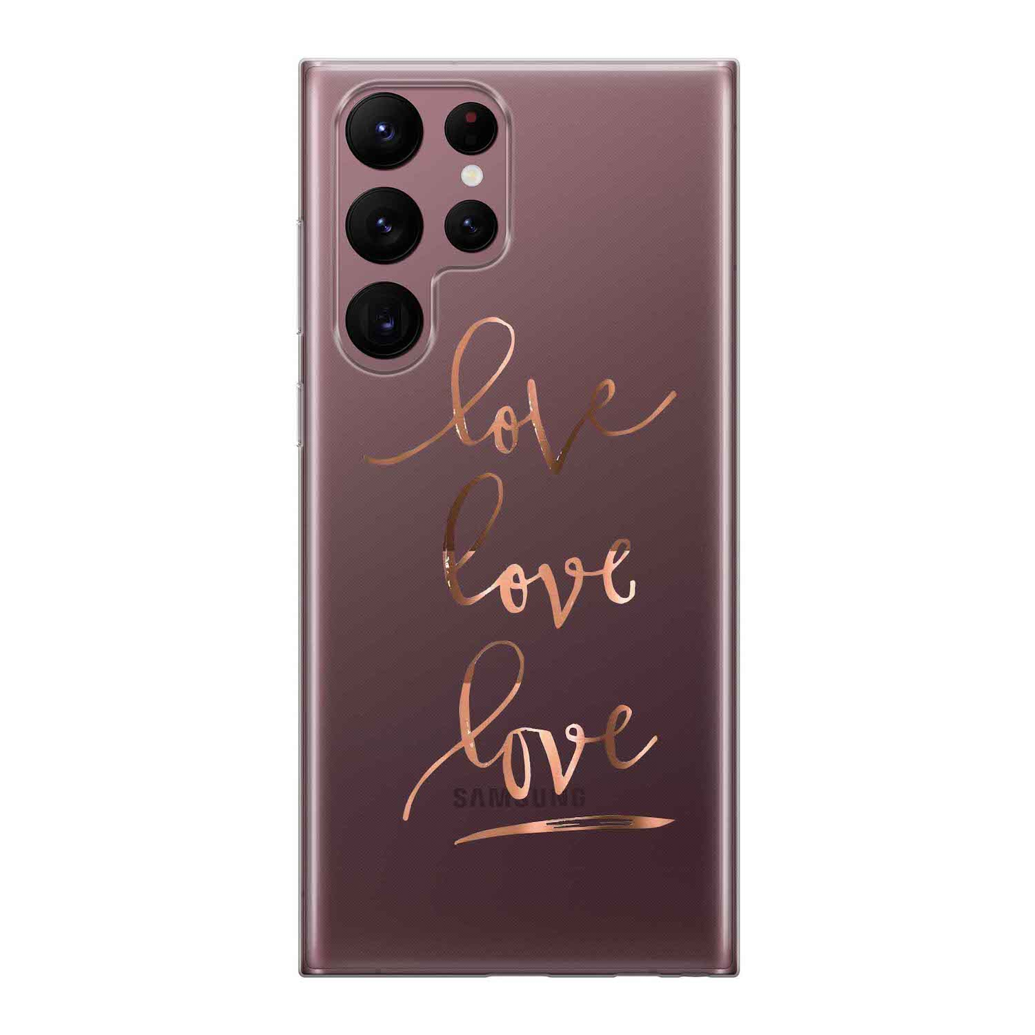 Image of Apfelkiste - Samsung Galaxy S22 Ultra 5G Gummi Schutzhülle Love Love Love - Transparent bei Apfelkiste.ch