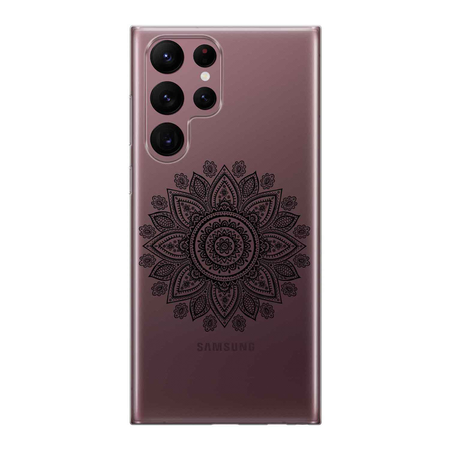 Image of Apfelkiste - Samsung Galaxy S22 Ultra 5G Gummi Schutzhülle Mandala Flower - Transparent / Blau bei Apfelkiste.ch