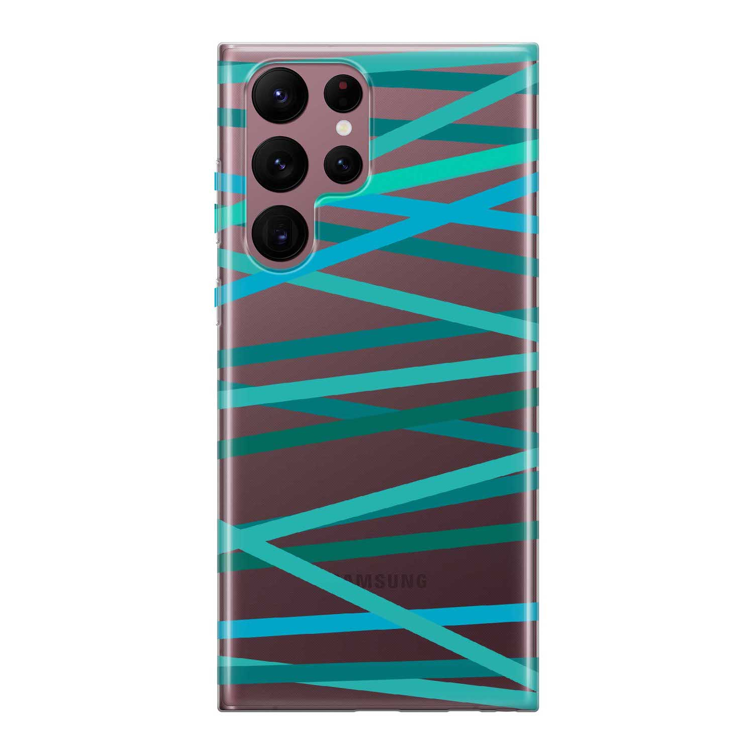 Image of Apfelkiste - Samsung Galaxy S22 Ultra 5G Gummi Schutzhülle Stripes - Grün / Transparent bei Apfelkiste.ch