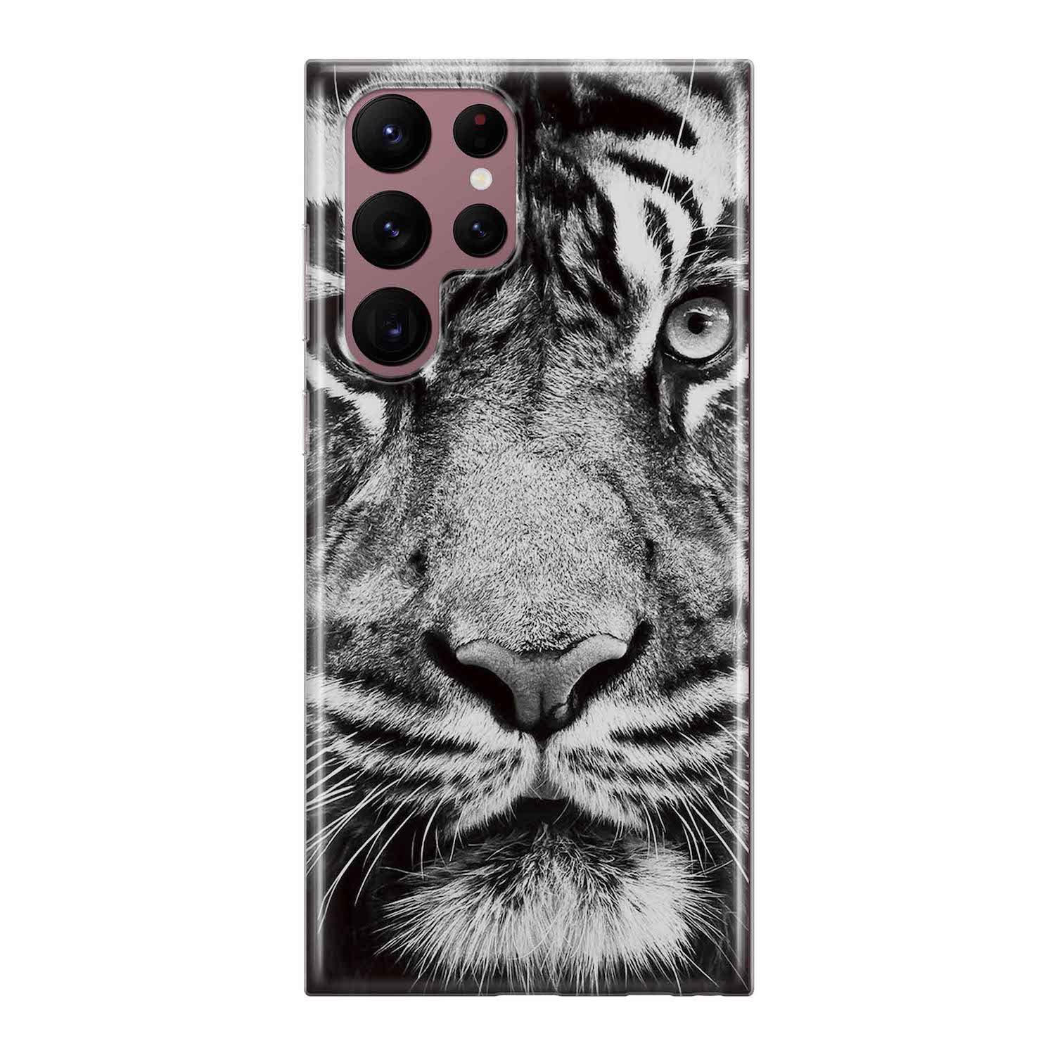 Image of Apfelkiste - Samsung Galaxy S22 Ultra 5G Gummi Schutzhülle Weisser Tiger - Transparent bei Apfelkiste.ch