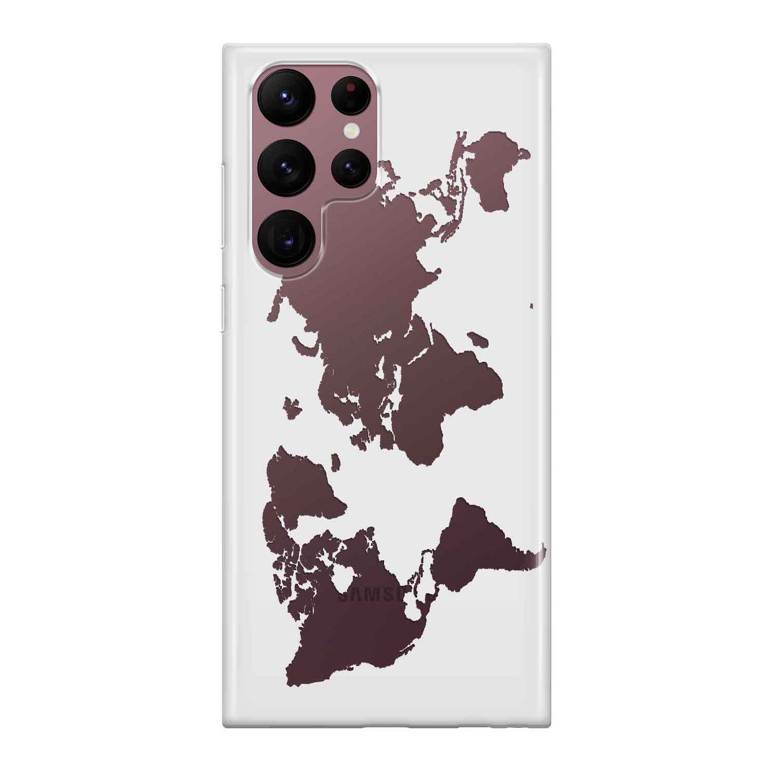 Image of Apfelkiste - Samsung Galaxy S22 Ultra 5G Gummi Schutzhülle Weltkarte - Weiss bei Apfelkiste.ch