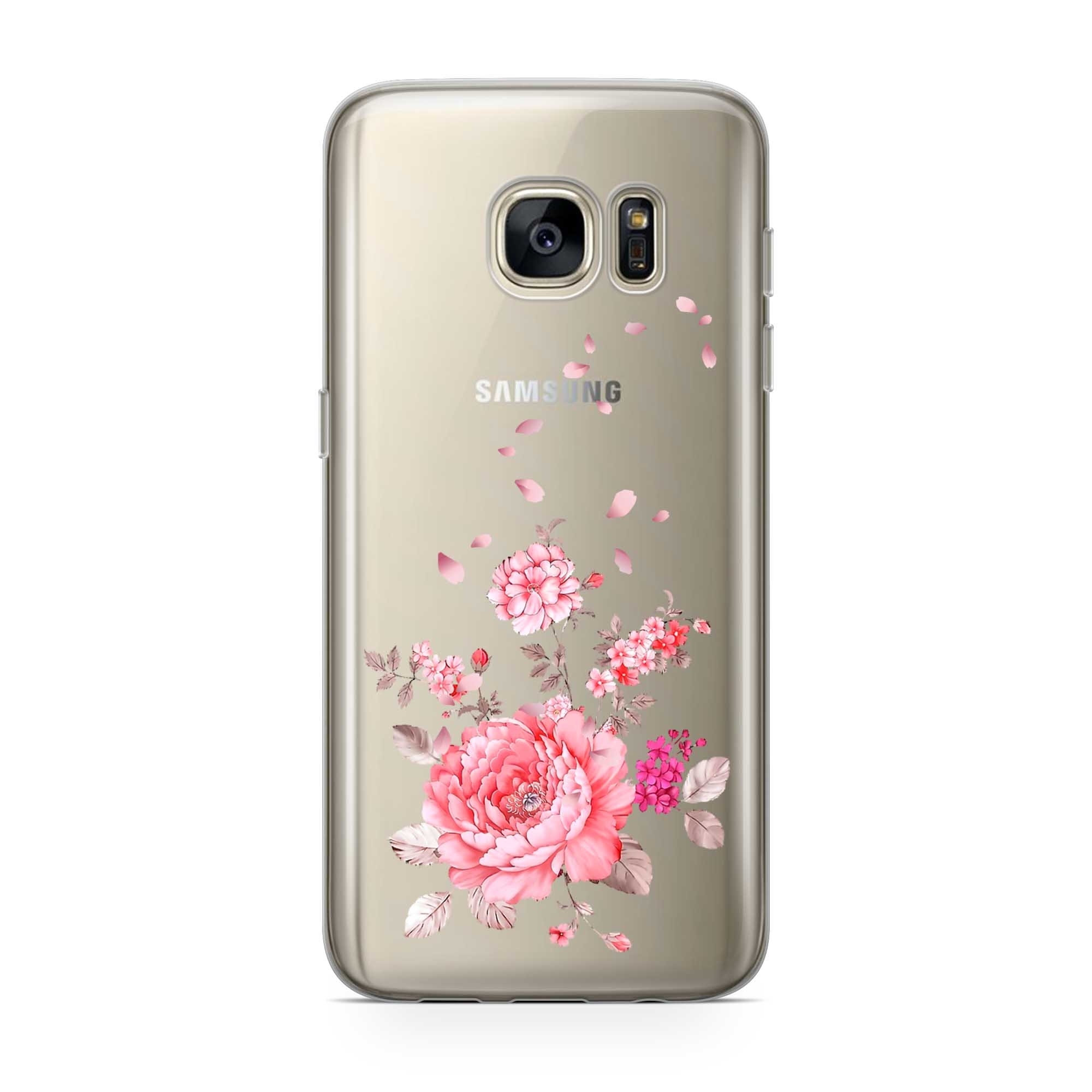 Image of Apfelkiste - Samsung Galaxy S7 Gummi Schutzhülle Rosa Blumen - Transparent bei Apfelkiste.ch