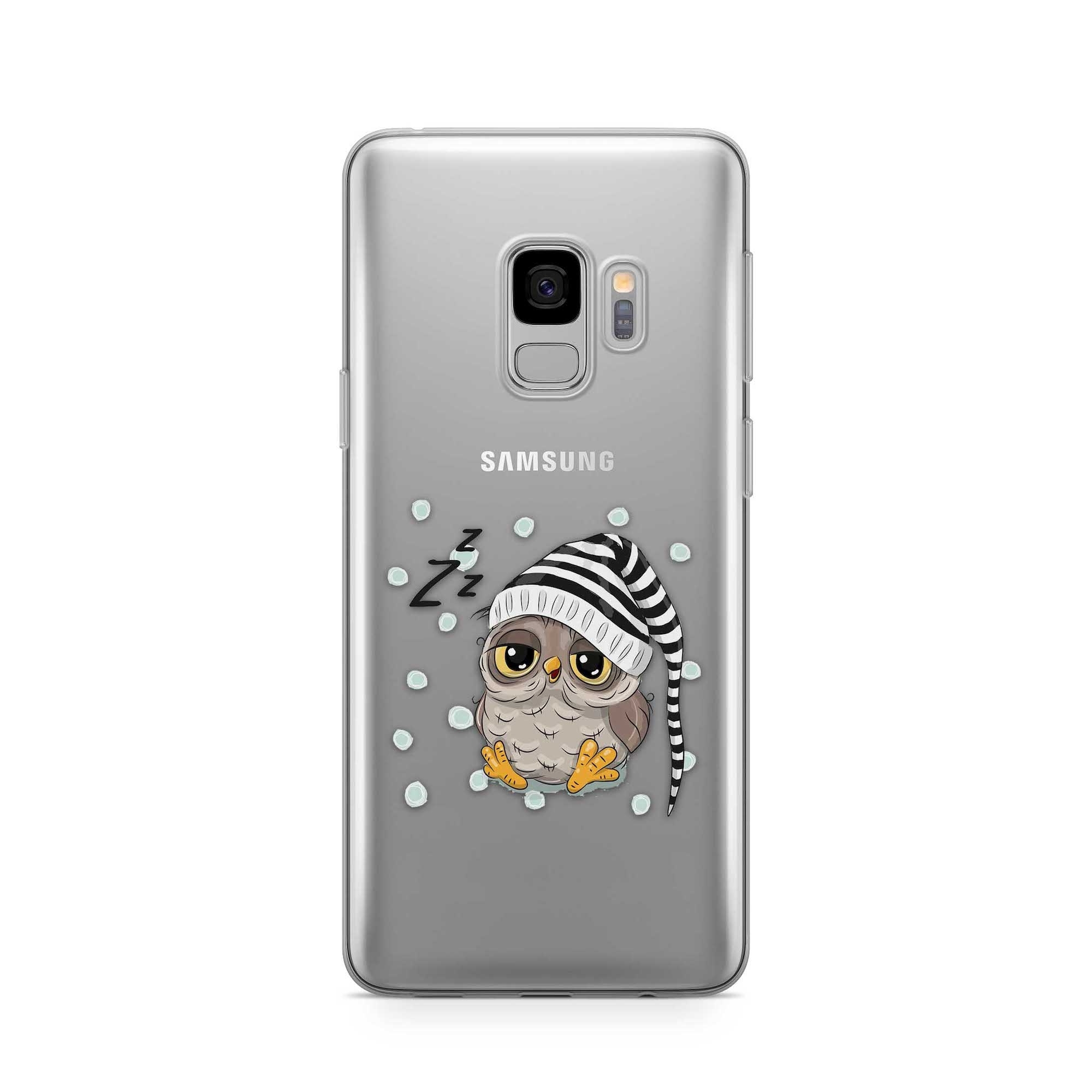 Image of Apfelkiste - Samsung Galaxy S9 Gummi Schutzhülle Schlafmützen Eule - Transparent bei Apfelkiste.ch