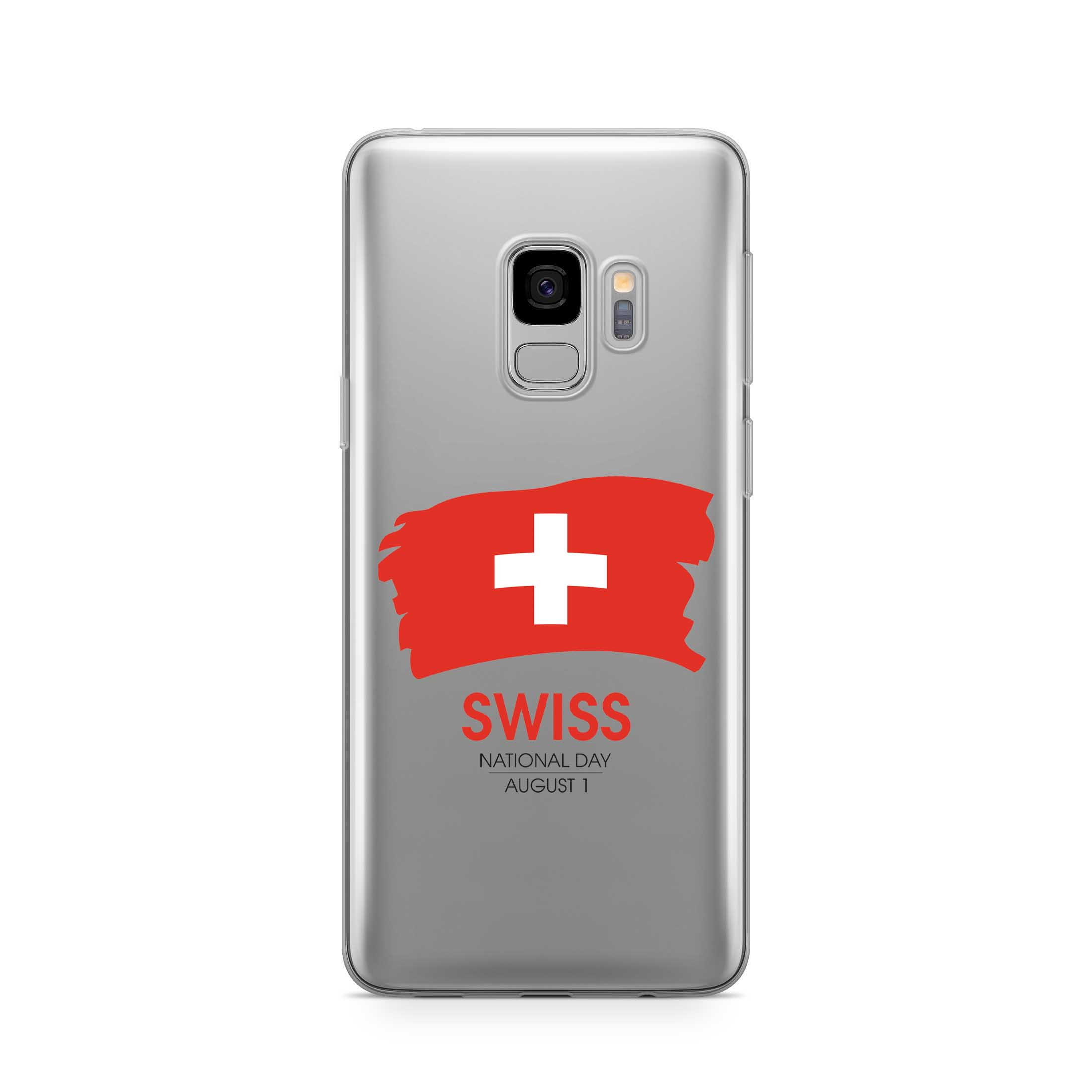 Image of Apfelkiste - Samsung Galaxy S9 Gummi Schutzhülle Schweizer Kreuz Nationalfeiertag - Transparent / Rot bei Apfelkiste.ch