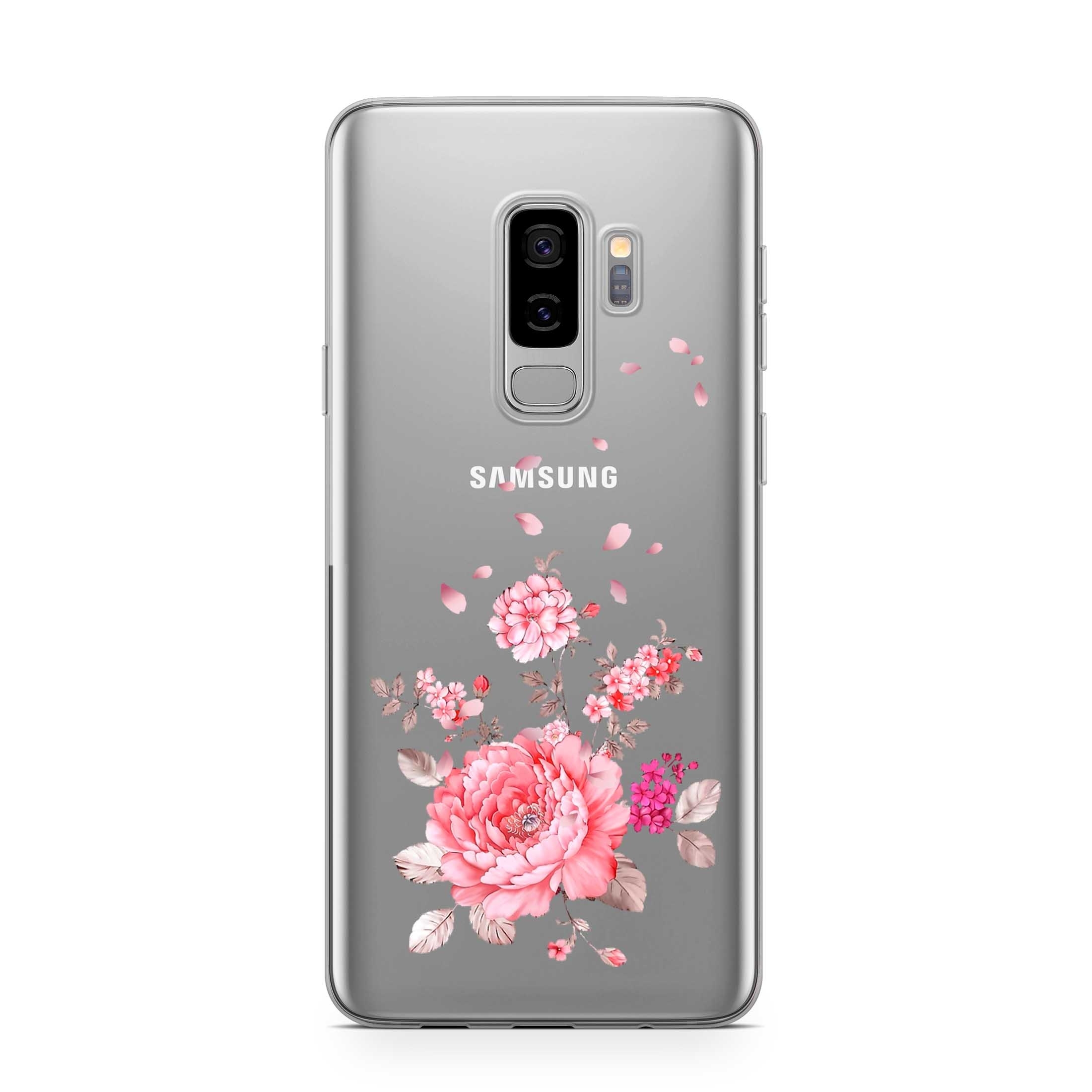 Image of Apfelkiste - Samsung Galaxy S9+ Plus Gummi Schutzhülle Rosa Blumen - Transparent bei Apfelkiste.ch