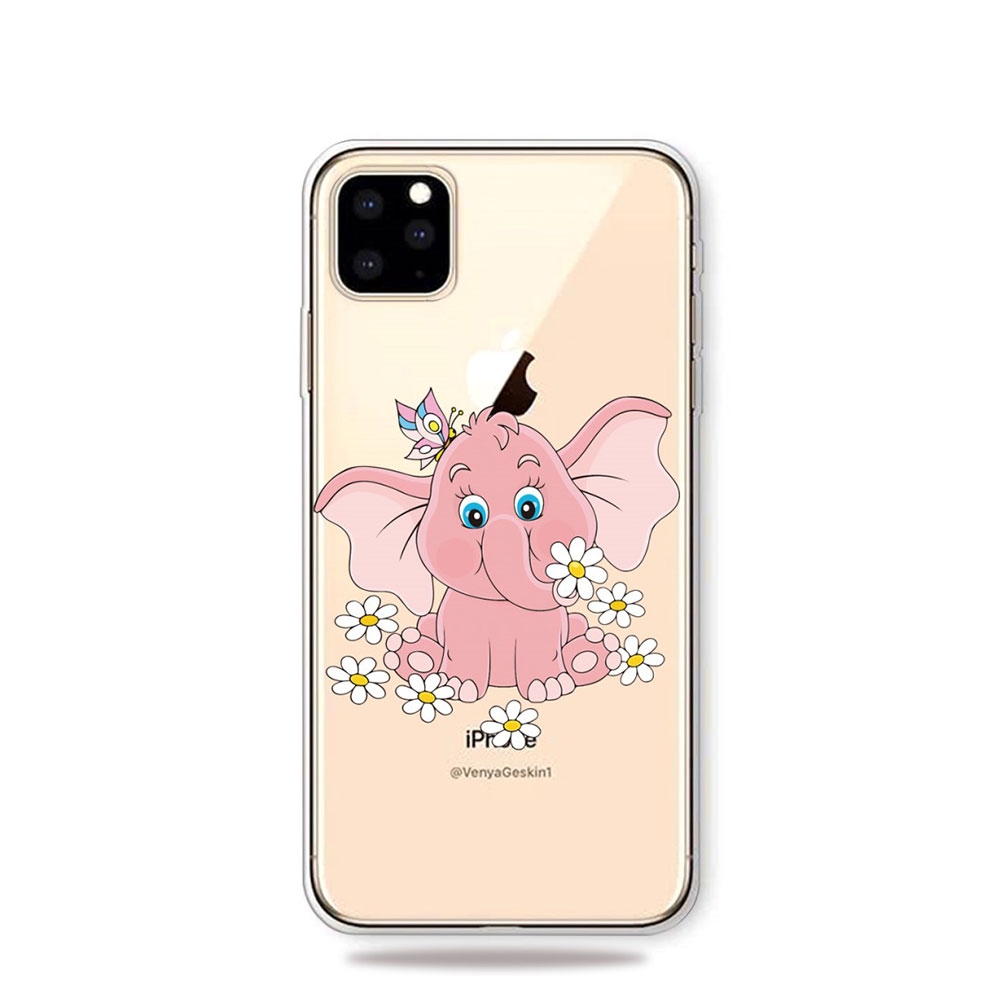 Image of Apfelkiste © - iPhone 11 Pro Gummi Case Hülle Ultra Thin Süsser Elefant Mit Blumen - Transparent bei Apfelkiste.ch