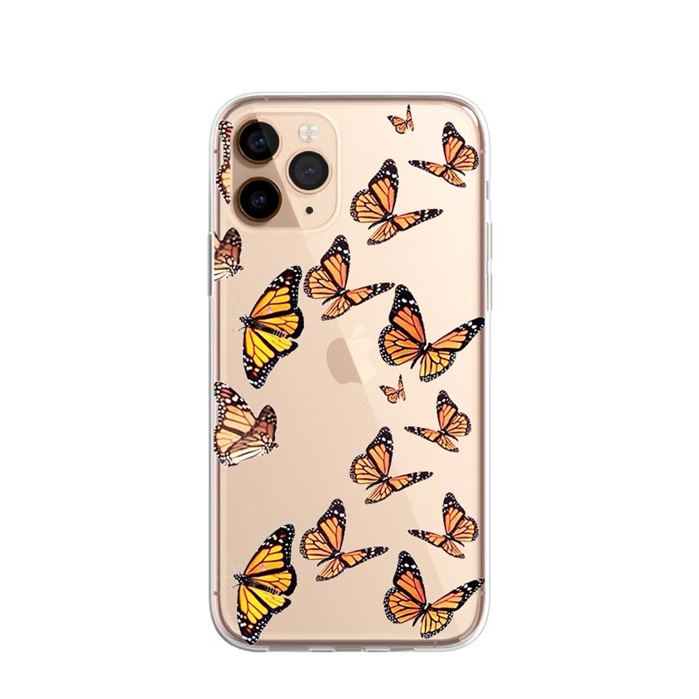 Image of Apfelkiste © - iPhone 11 Pro Gummi Case Hülle Ultra Thin Orangene Schmetterlinge - Transparent bei Apfelkiste.ch