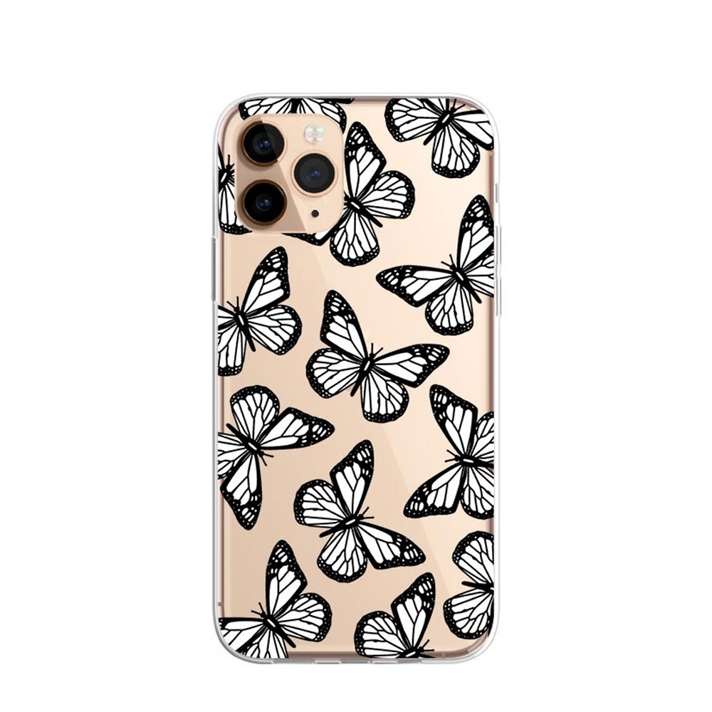 Image of Apfelkiste © - iPhone 11 Pro Max Gummi Case Hülle Ultra Thin Weisse Schmetterlinge - Transparent bei Apfelkiste.ch