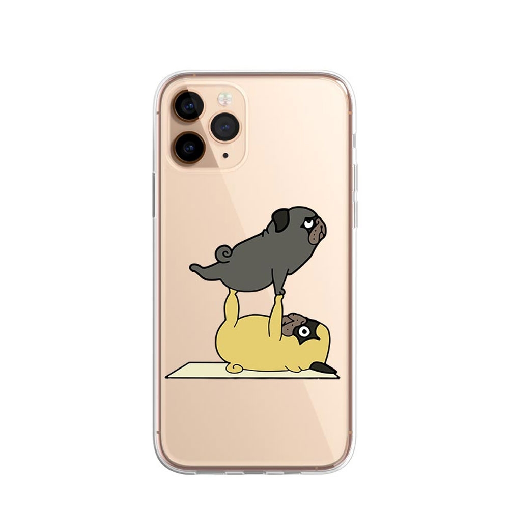 Image of Apfelkiste © - iPhone 11 Pro Max Gummi Case Hülle Ultra Thin Yoga Dogs - Transparent bei Apfelkiste.ch