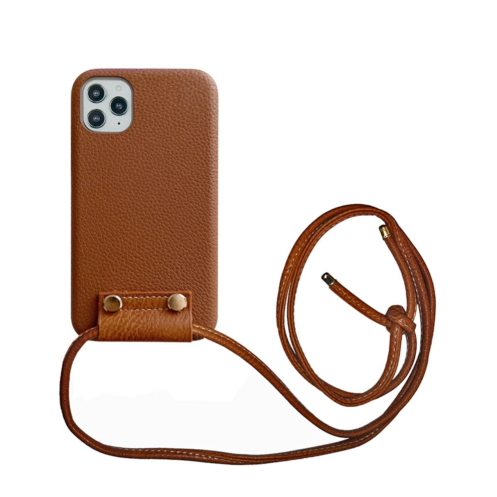 Image of Apfelkiste © - iPhone 11 Pro Max Necklace Leder Schutz Hülle + Handykette (140cm) - Braun bei Apfelkiste.ch