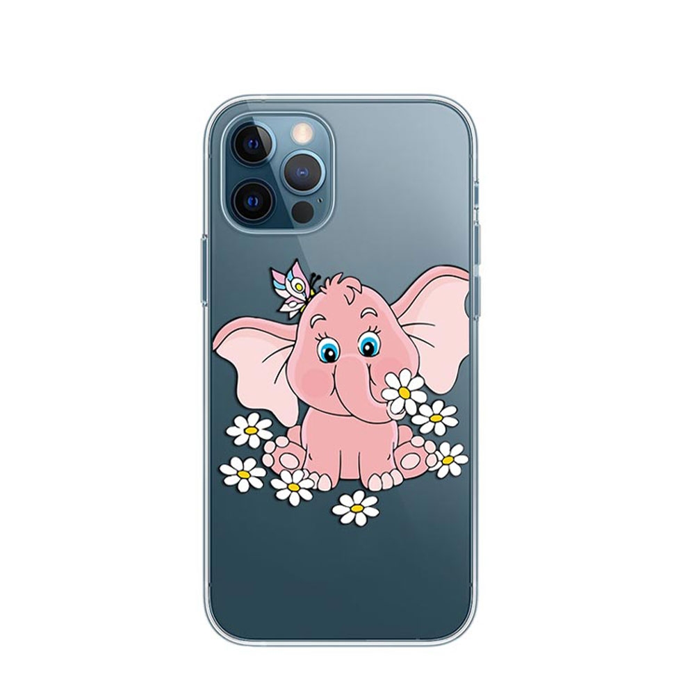 Image of Apfelkiste © - iPhone 12 / iPhone 12 Pro Gummi Case Hülle Ultra Thin Rosa Elefant - Transparent bei Apfelkiste.ch