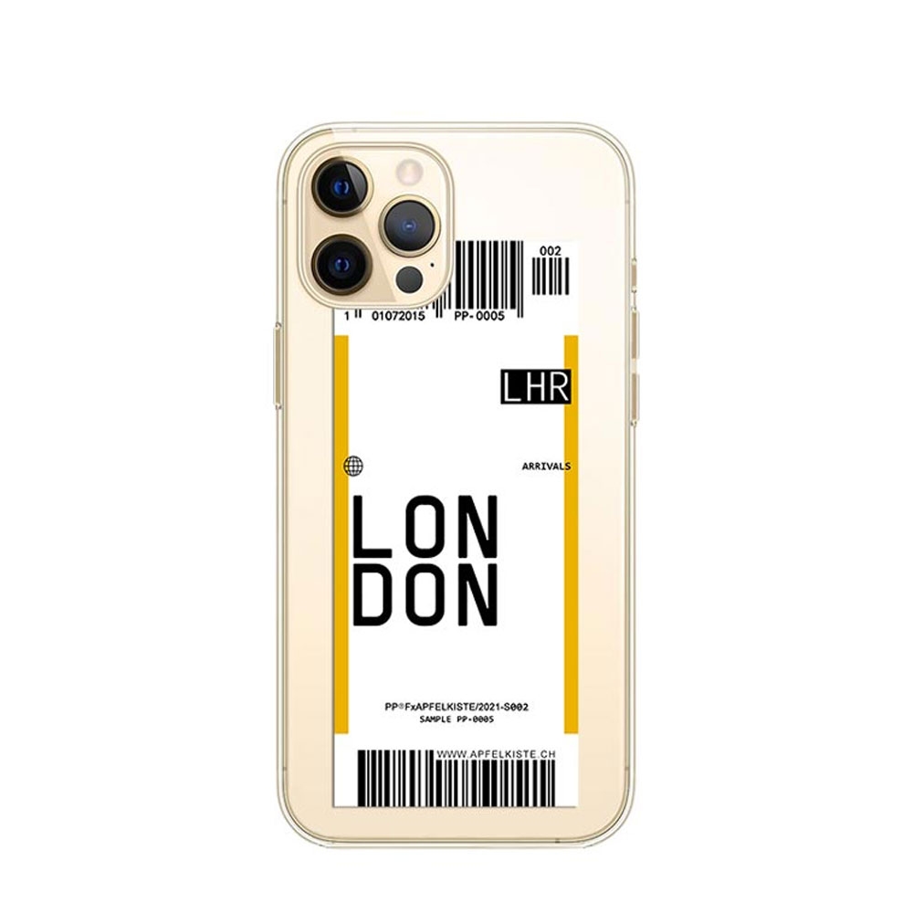 Image of Apfelkiste © - iPhone 12 Pro Max Gummi Schutzhülle Ticket London - Transparent bei Apfelkiste.ch