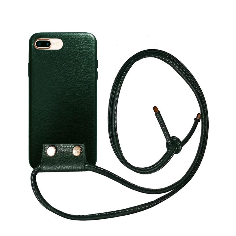 Image of Apfelkiste © - iPhone 8 Plus / 7 Plus / 6S Plus / 6 Plus Necklace Leder Schutz Hülle + Handykette (140cm) - Grün bei Apfelkiste.ch